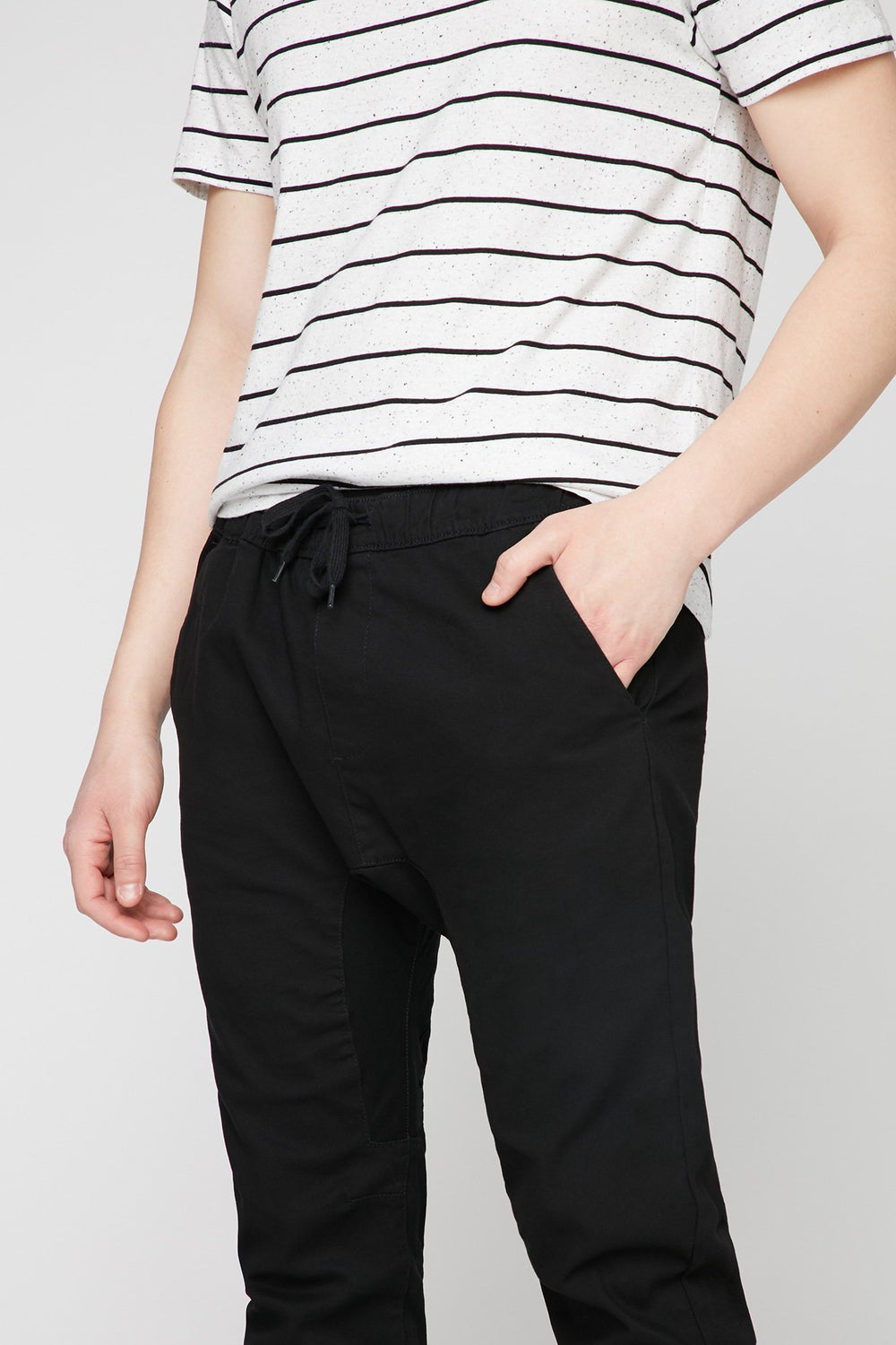 Men Black Twill Drawstring Jogger Black