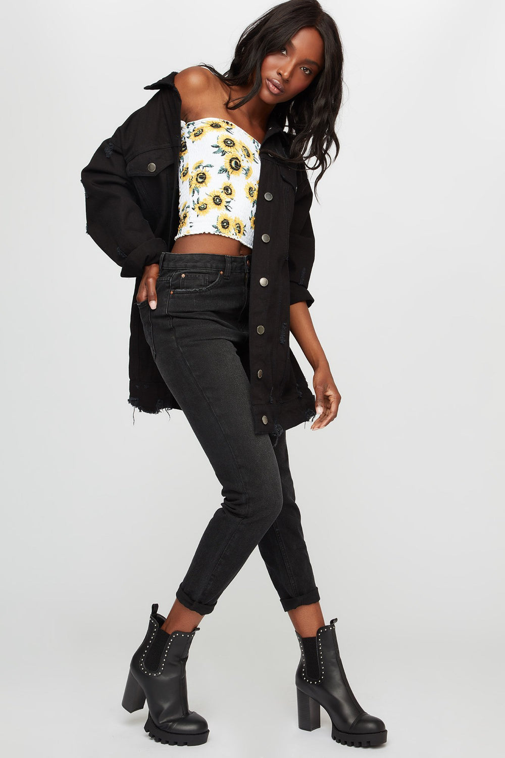 Women Black Ultra High-Rise Mom Jean Black