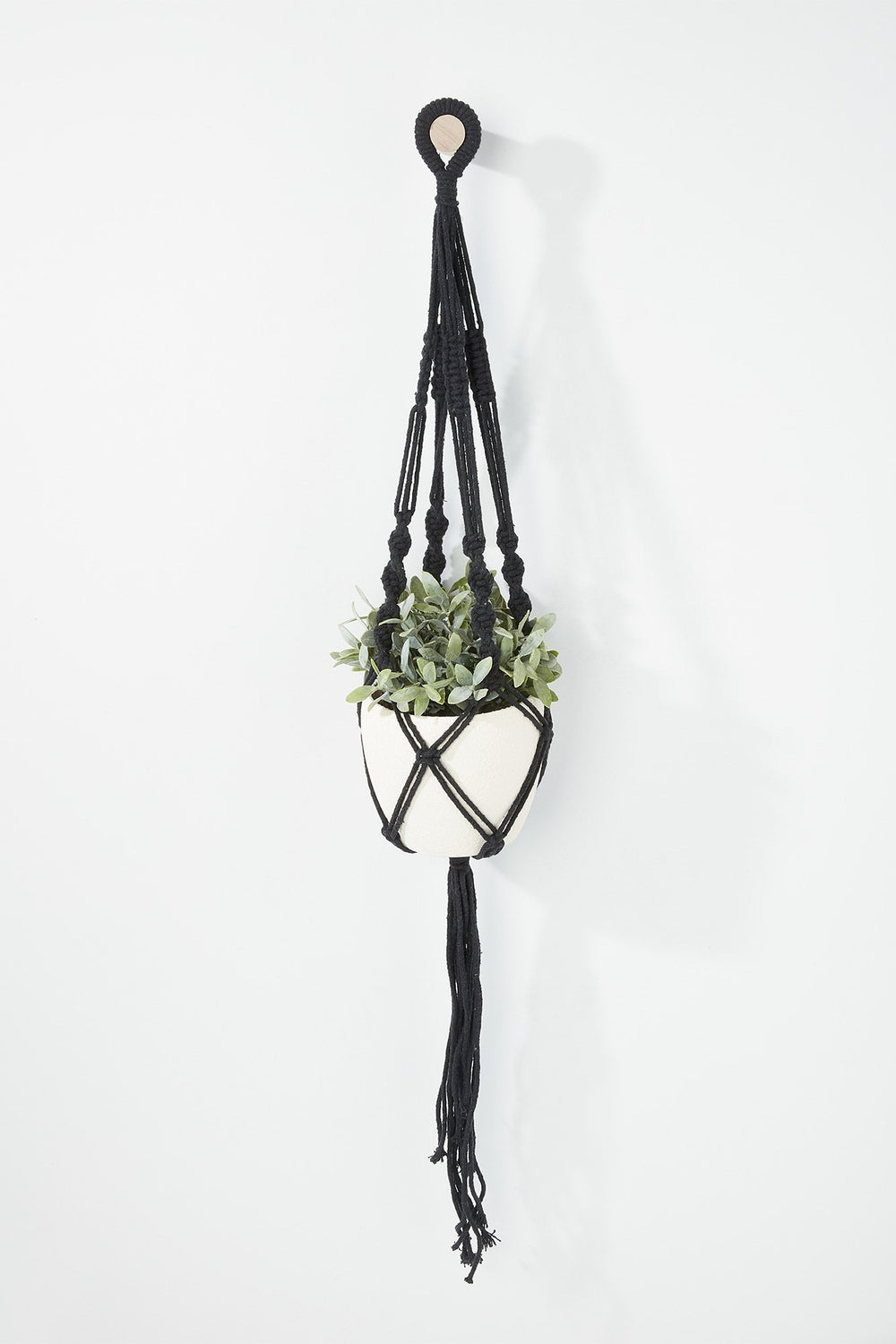 Women Braided Macramé Plant Hanger Black