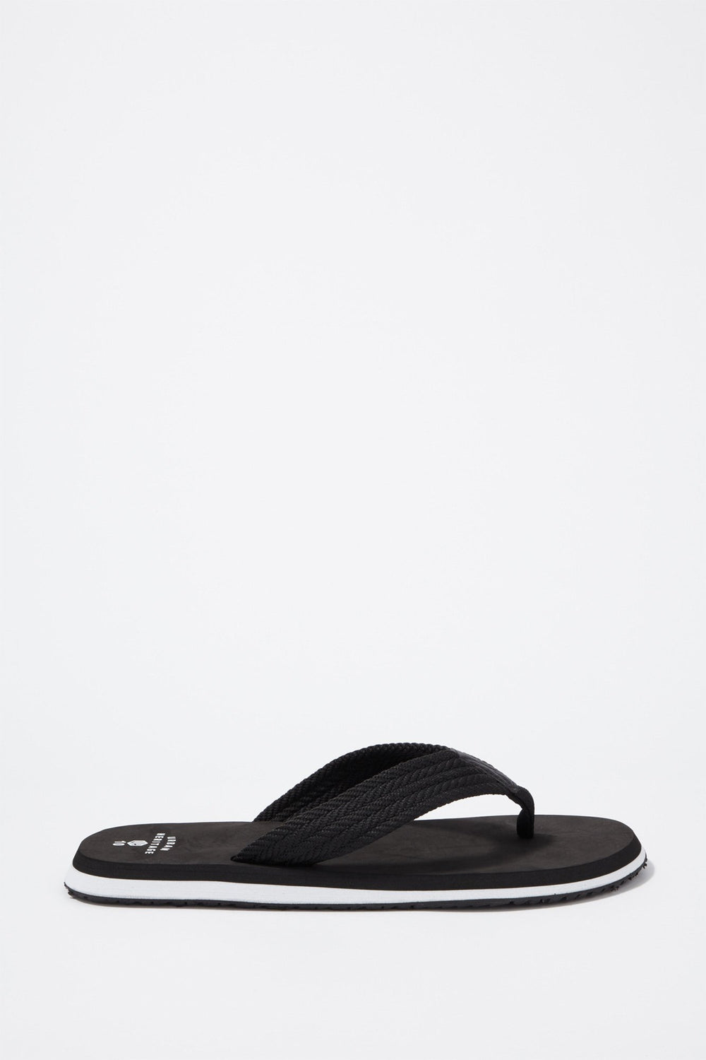 Men Braided Woven Flip Flop Sandal Black