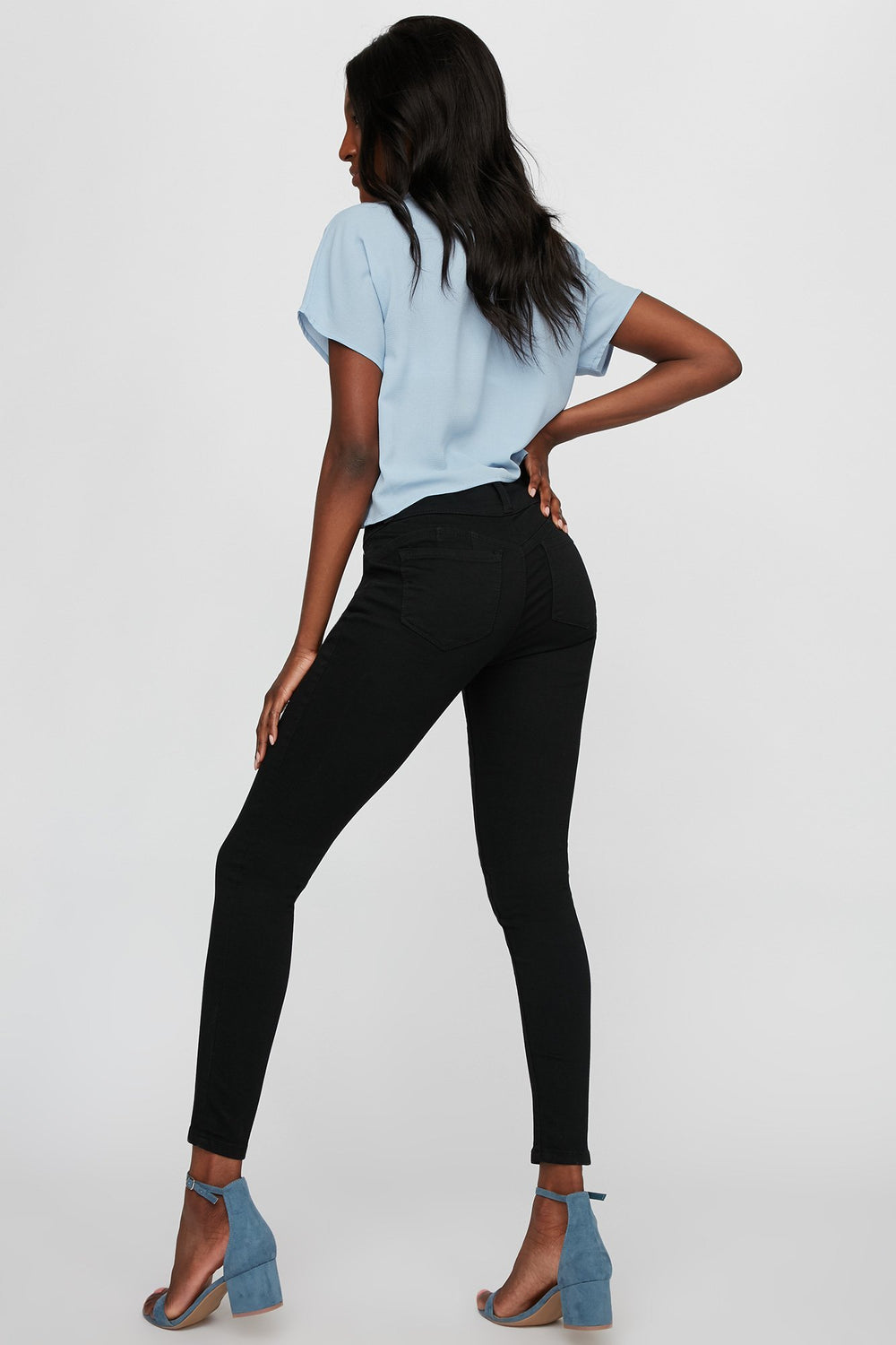 Women Butt I Love You 3-Tier Push-Up Skinny Jean Black