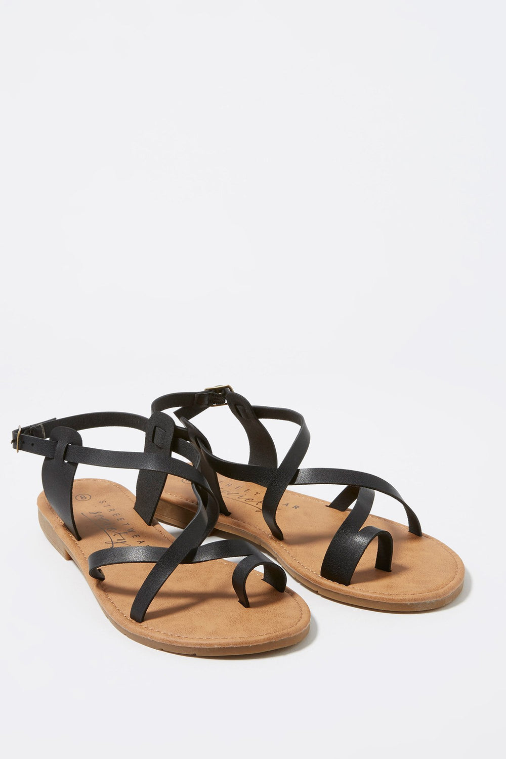 Women Caged Gladiator Toe Piece Sandal Black