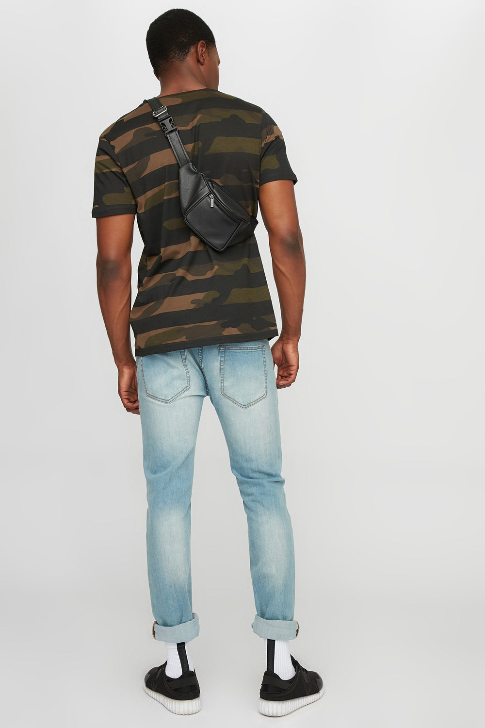 Men Camo Pocket Crewneck T-Shirt Black