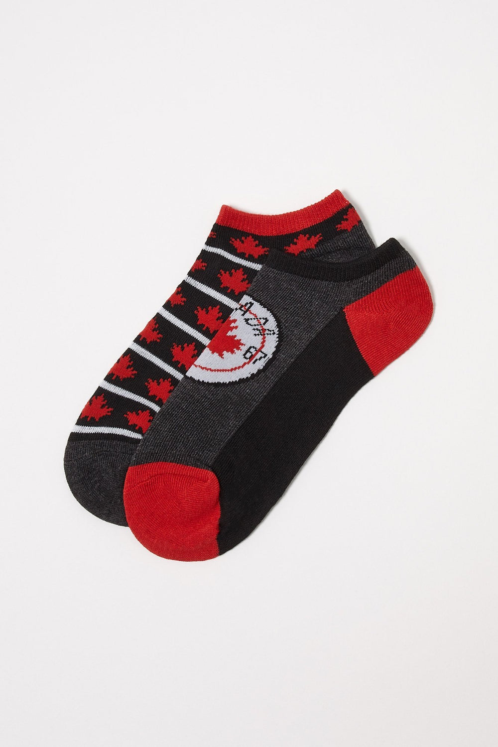 Women Canada Day Ankle Socks (2 Pairs) Black