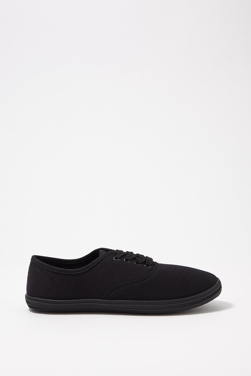 Women Classic Canvas Lace-Up Black Sole Sneakers Black