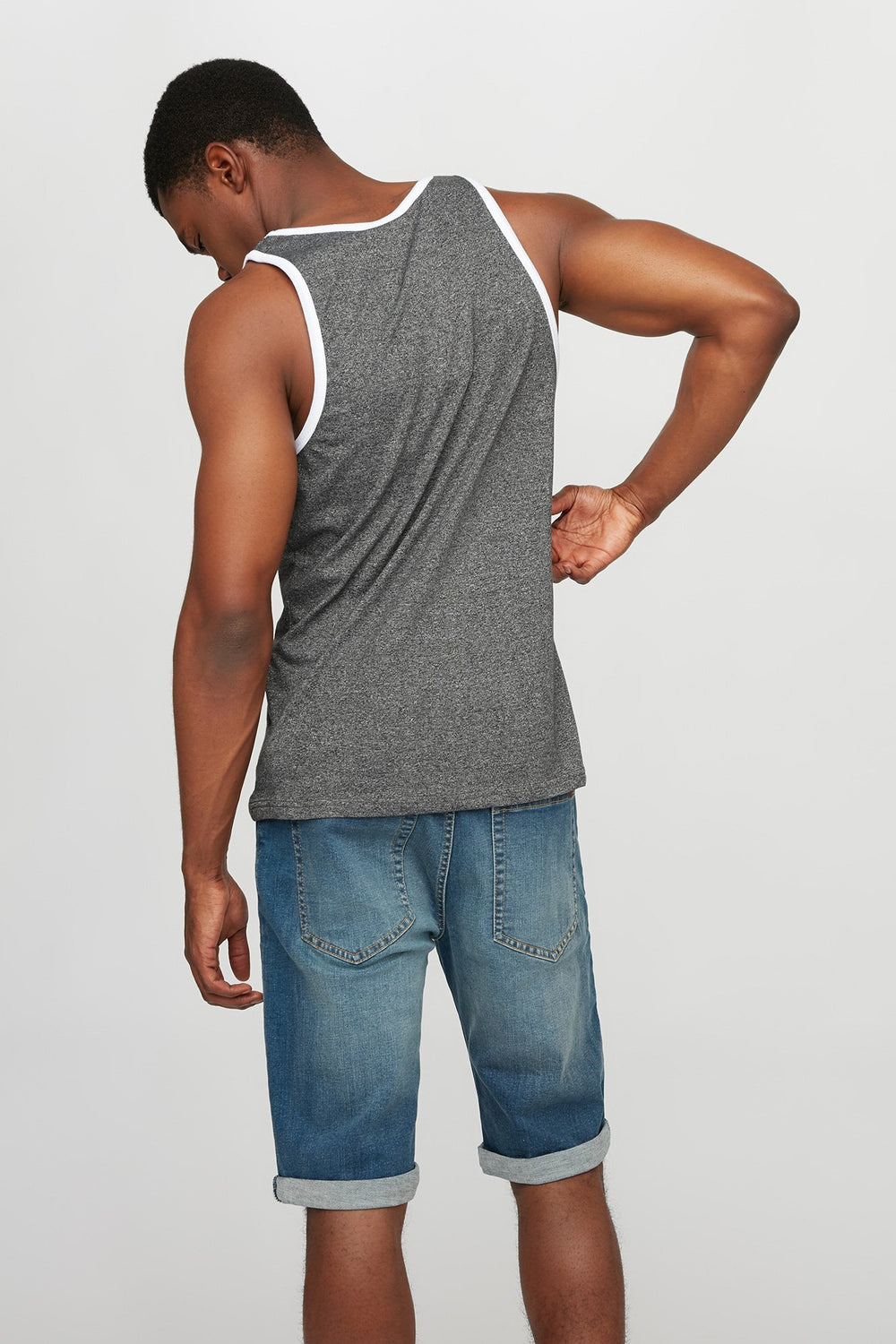 Men Coloured Pocket Ringer Tank Black