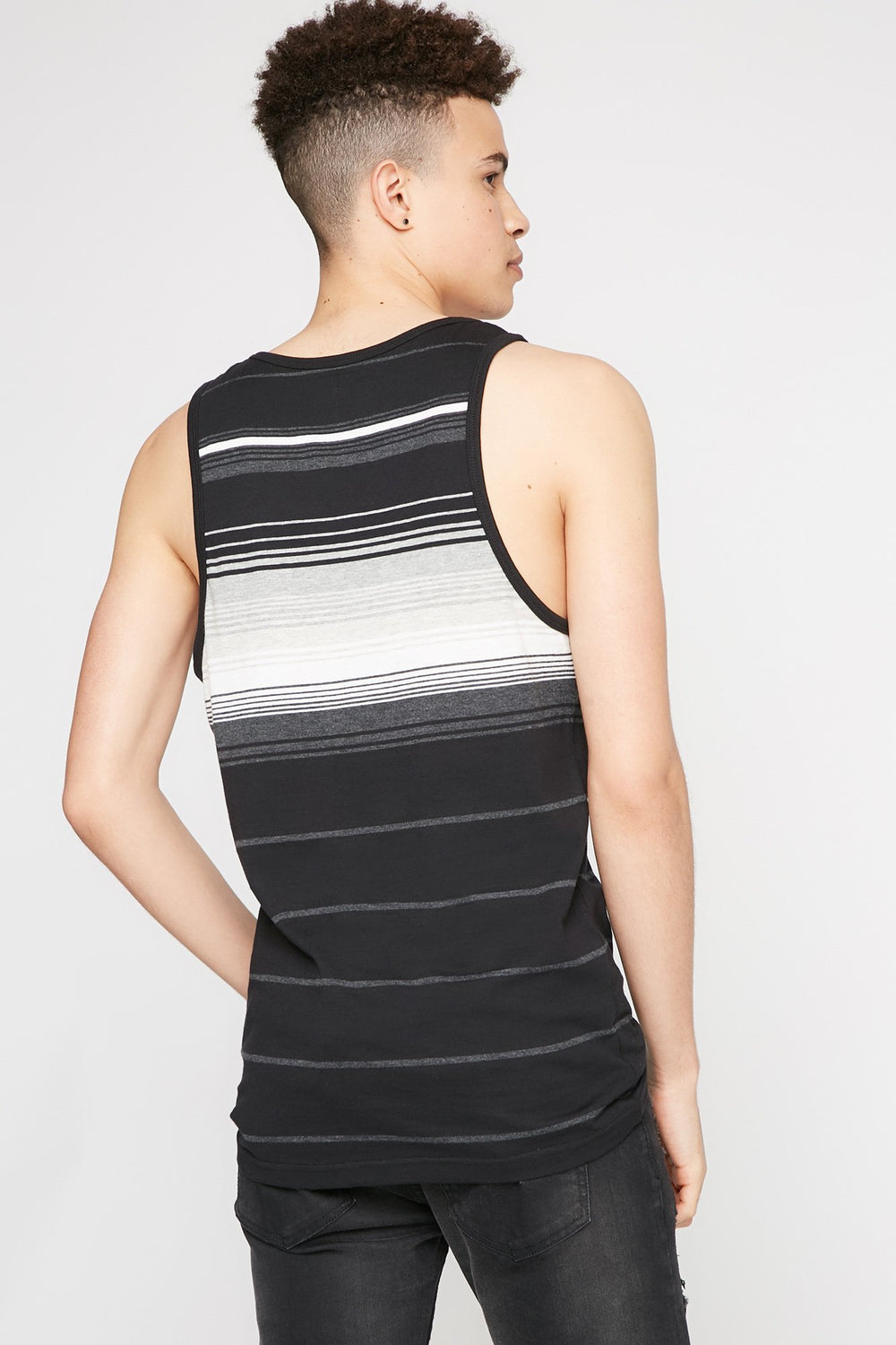 Men Coloured Striped Tank Black