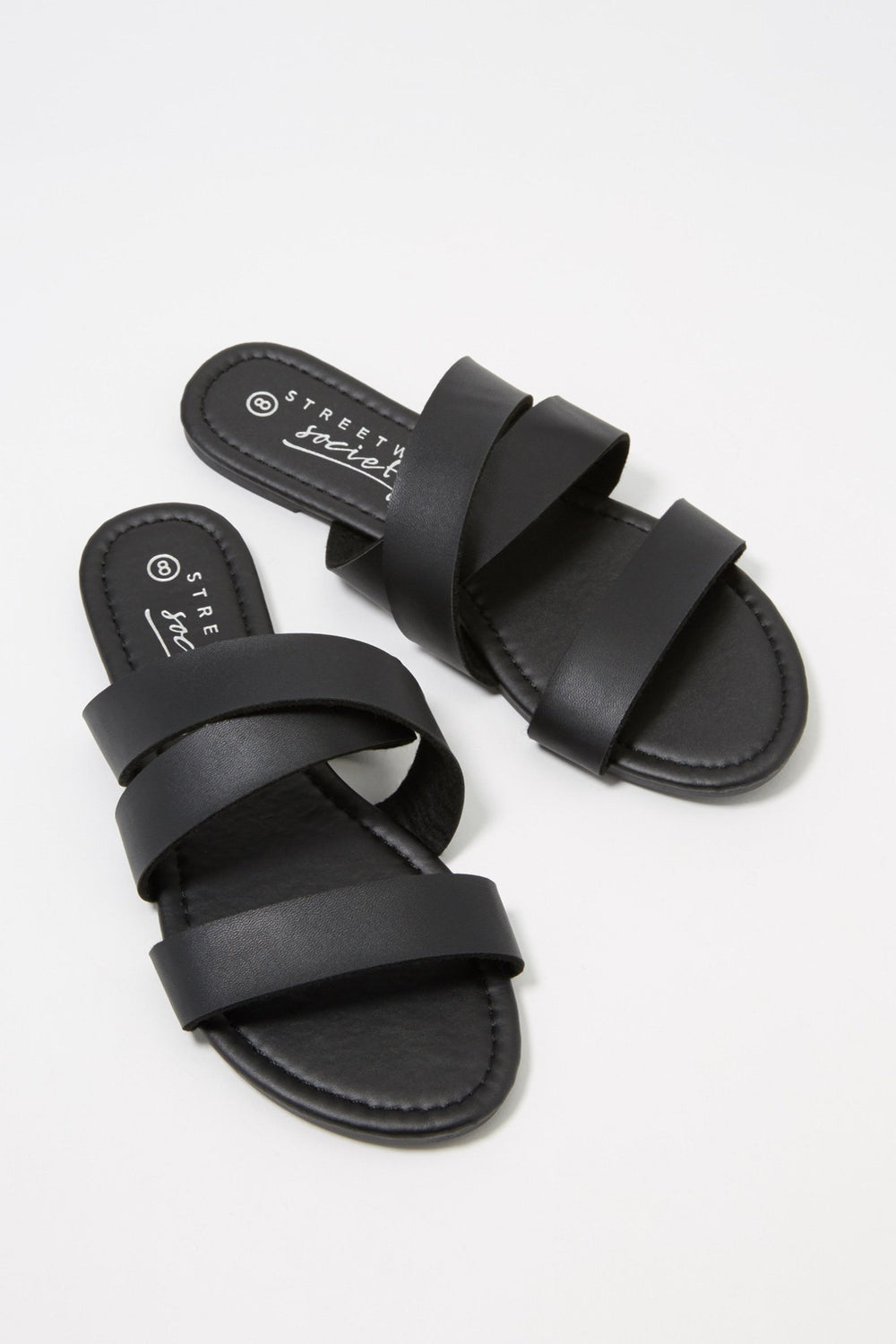 Women Crisscross Double Banded Slip-On Sandal Black