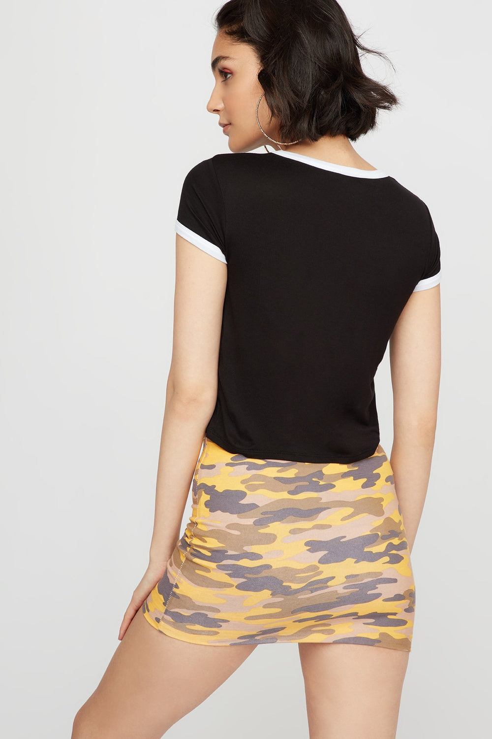 Women Cropped Ringer T-Shirt Black