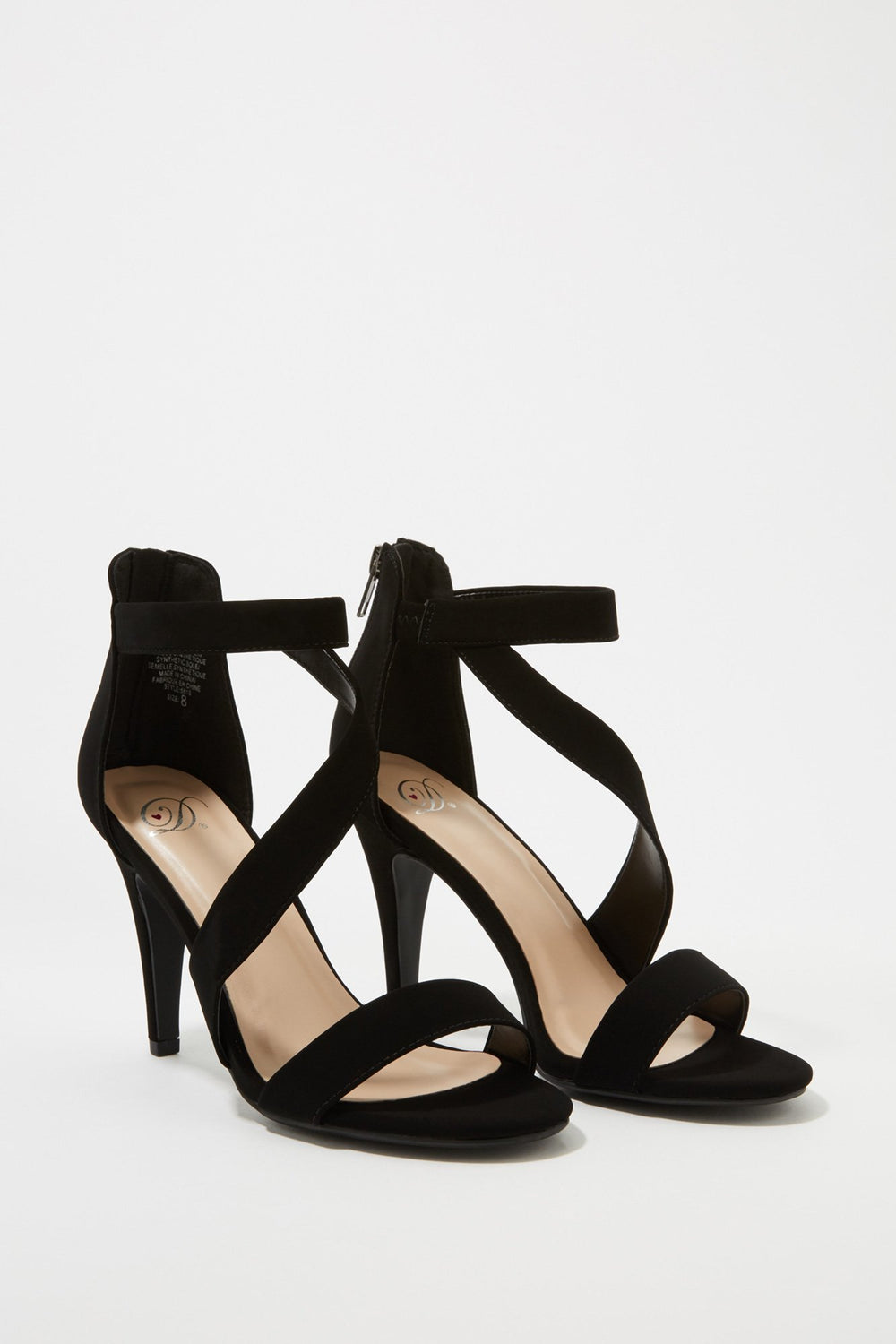 Women Cross Banded Back-Zip Stiletto Heel Black
