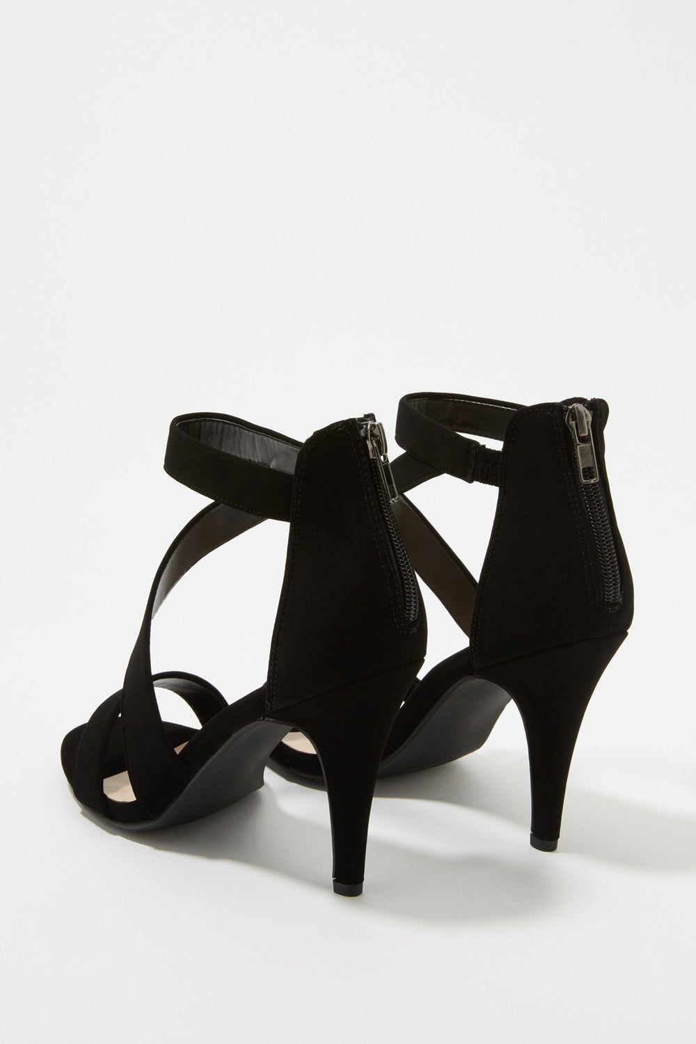 Women Cross Banded Back-Zip Stiletto Heel Black