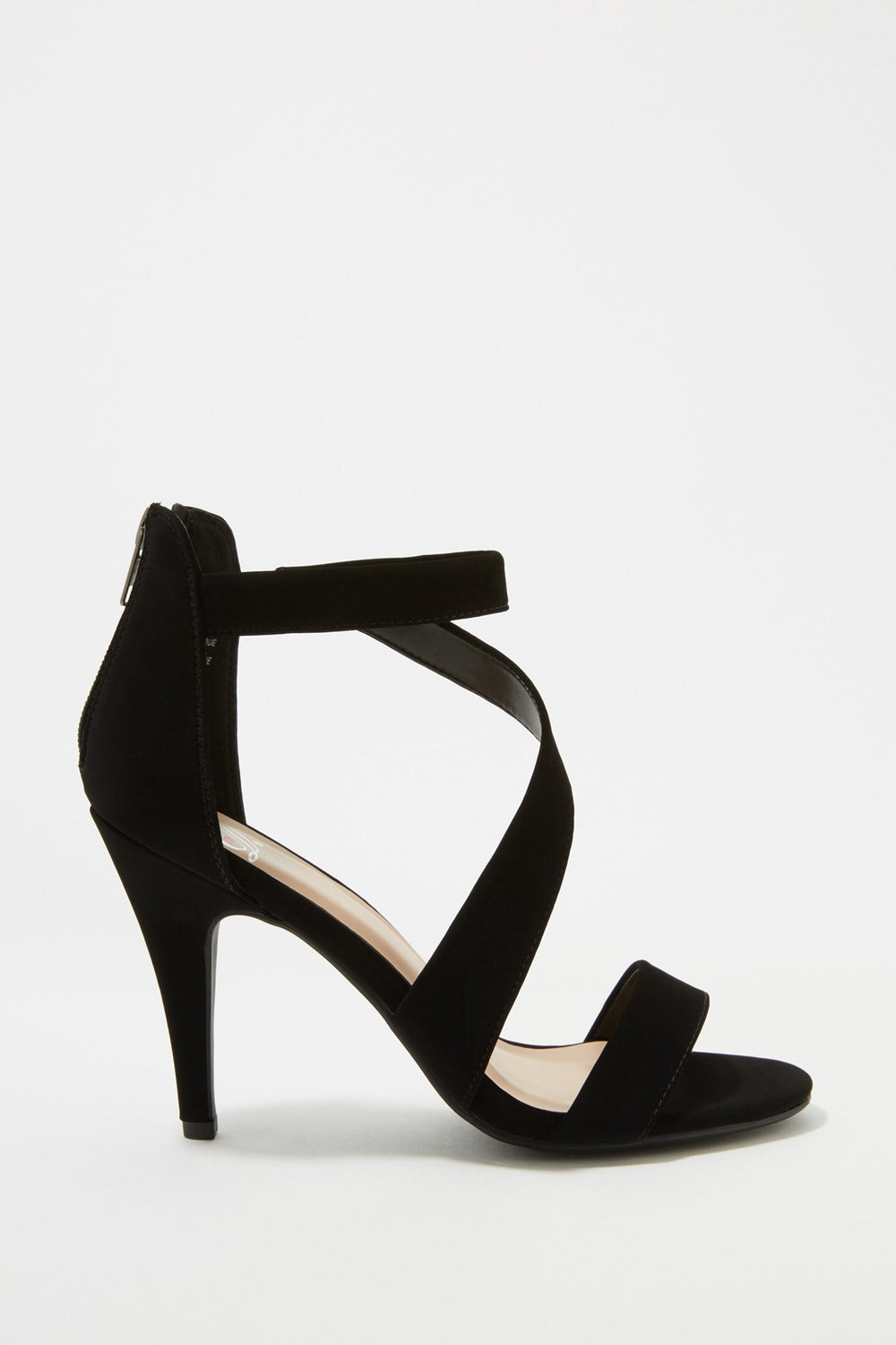 Women Cross Banded Back-Zip Stiletto Heel Black