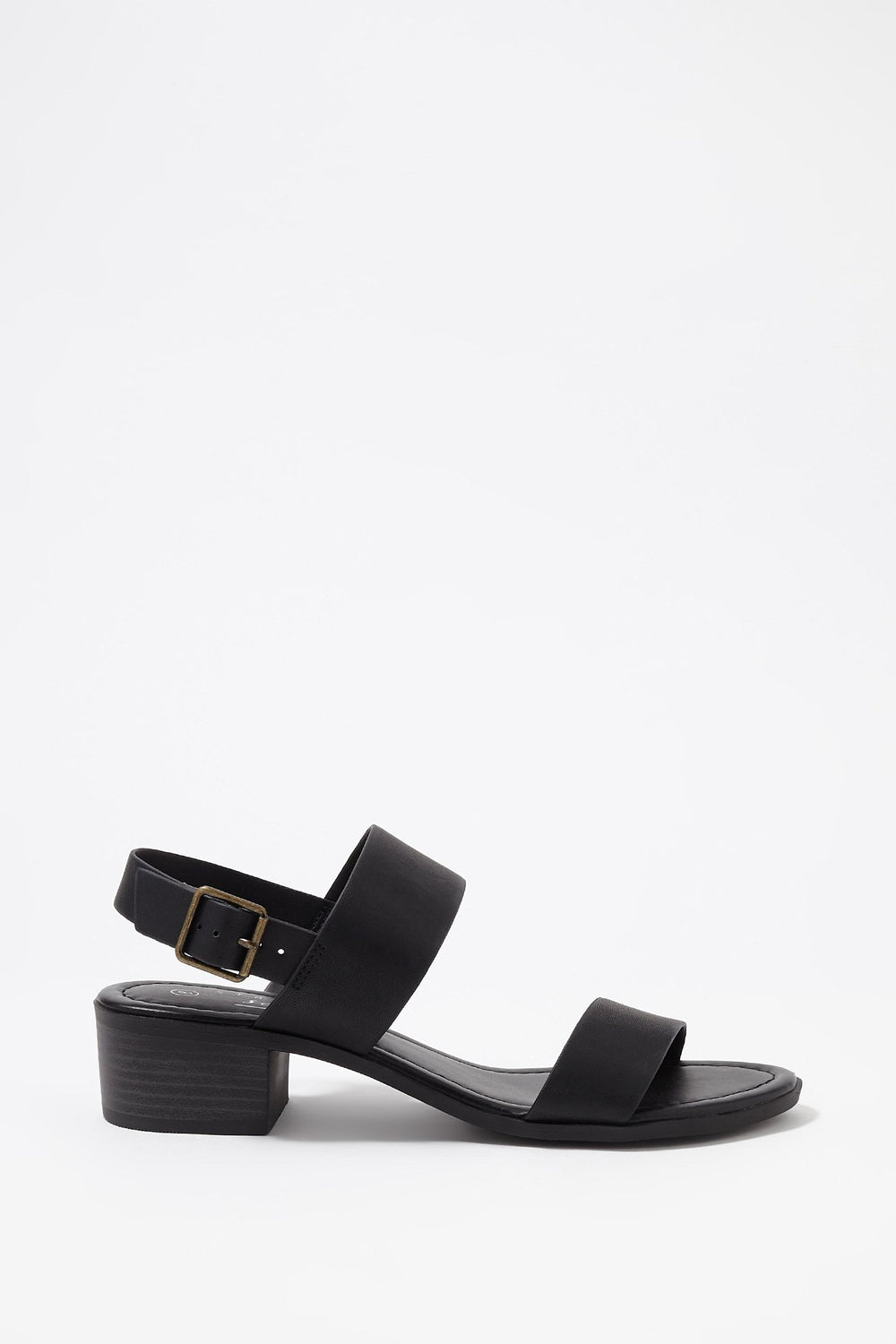 Women Double Banded Sling Back Block Heel Sandal Black