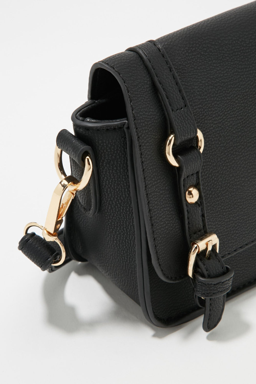 Women Dual Buckle Crossbody Bag Black