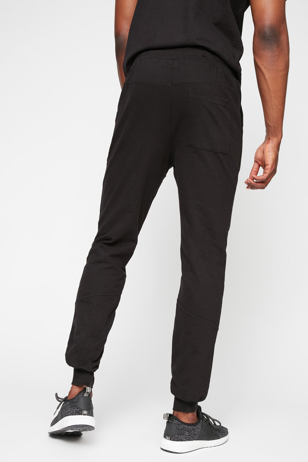 Men Embroidered Snake & Rose Fleece Drawstring Jogger Black