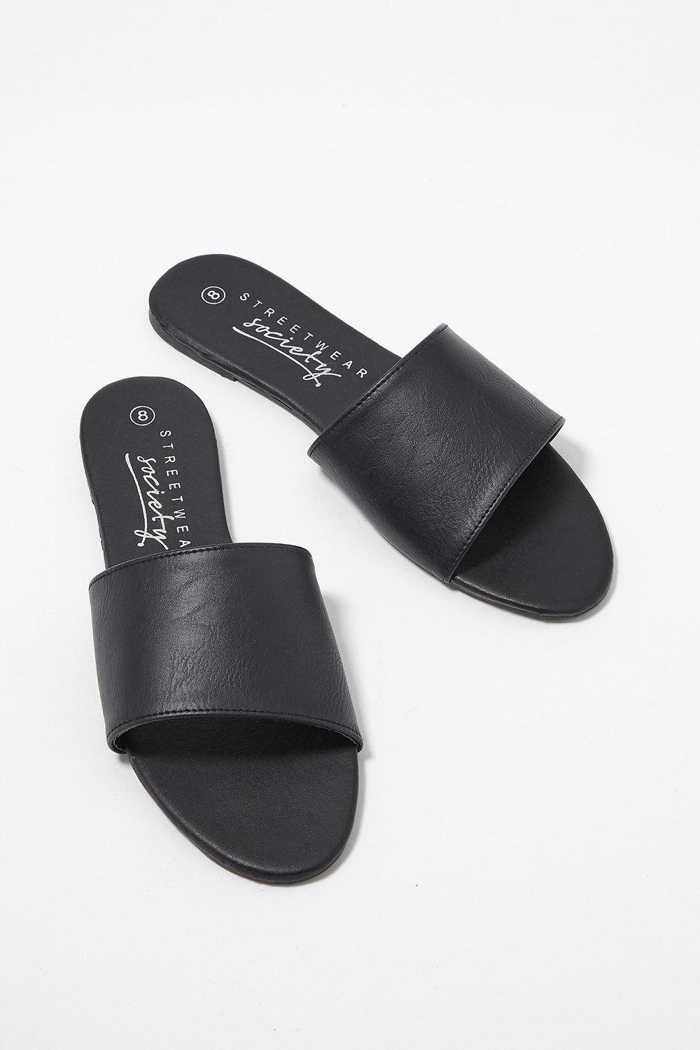 Women Faux-Leather Banded Slip-On Sandal Black