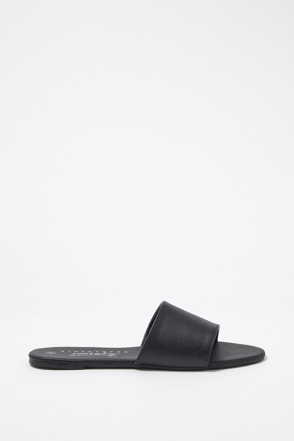 Women Faux-Leather Banded Slip-On Sandal Black