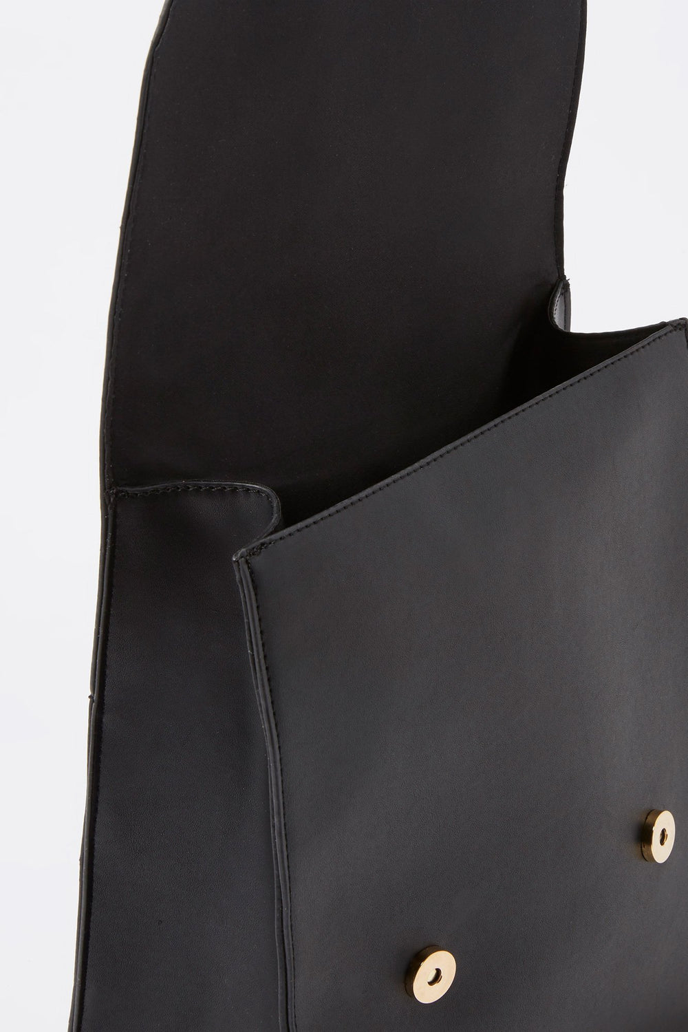 Women Faux-Leather Dual Buckle Backpack Black