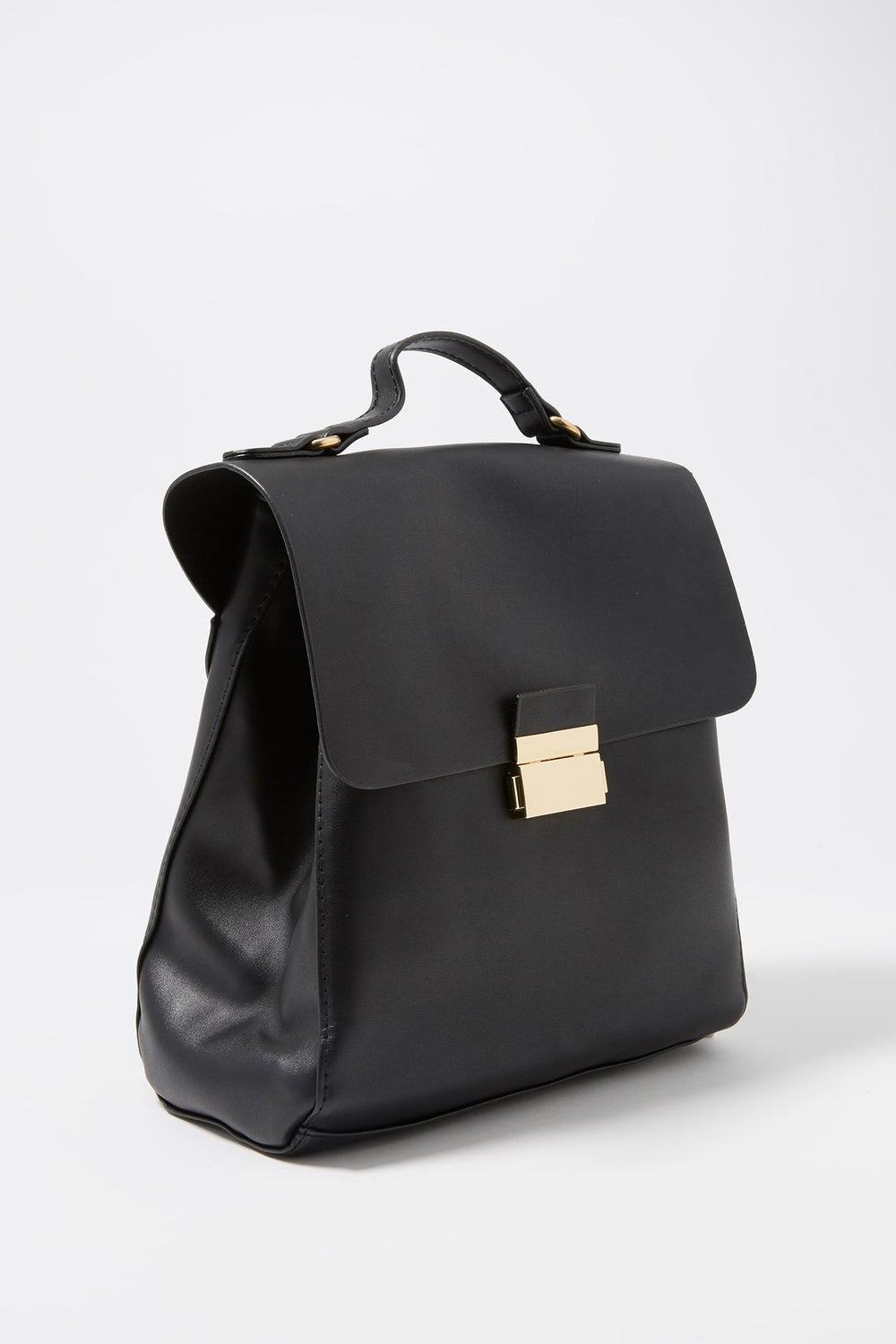 Women Faux-Leather Mini Basic Backpack Black