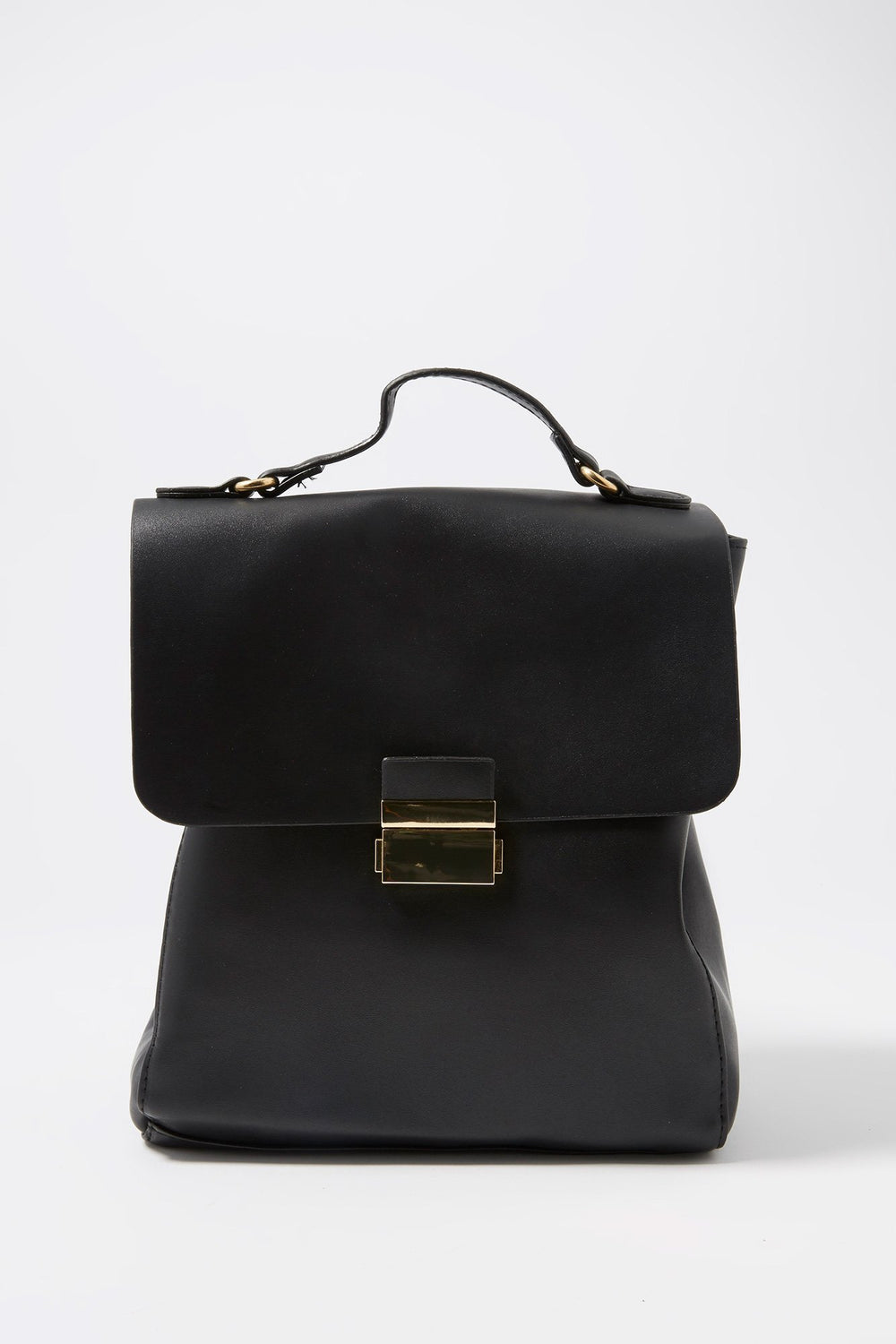 Women Faux-Leather Mini Basic Backpack Black