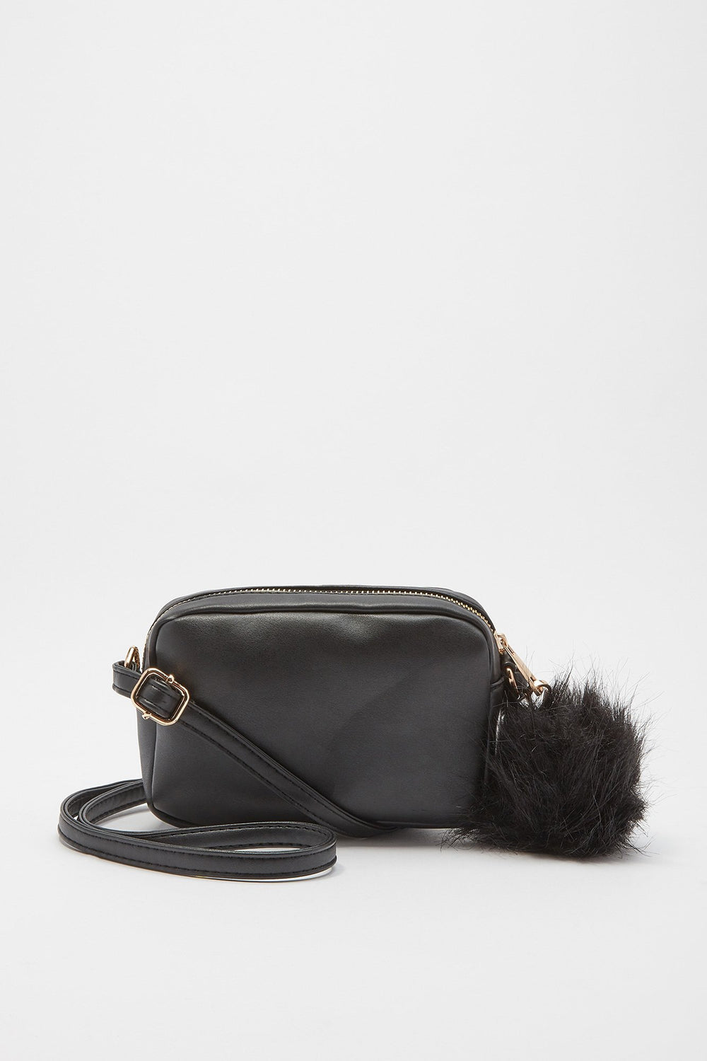 Women Faux-Leather Mini Crossbody Camera Bag Black