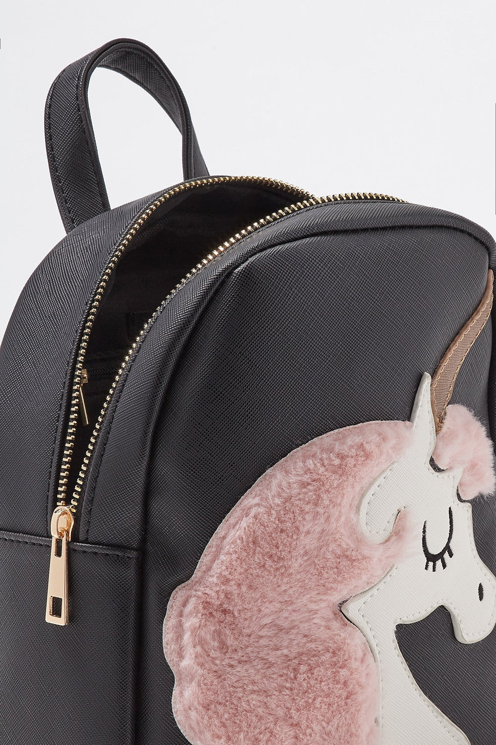 Women Faux-Leather Unicorn Mini Backpack Black