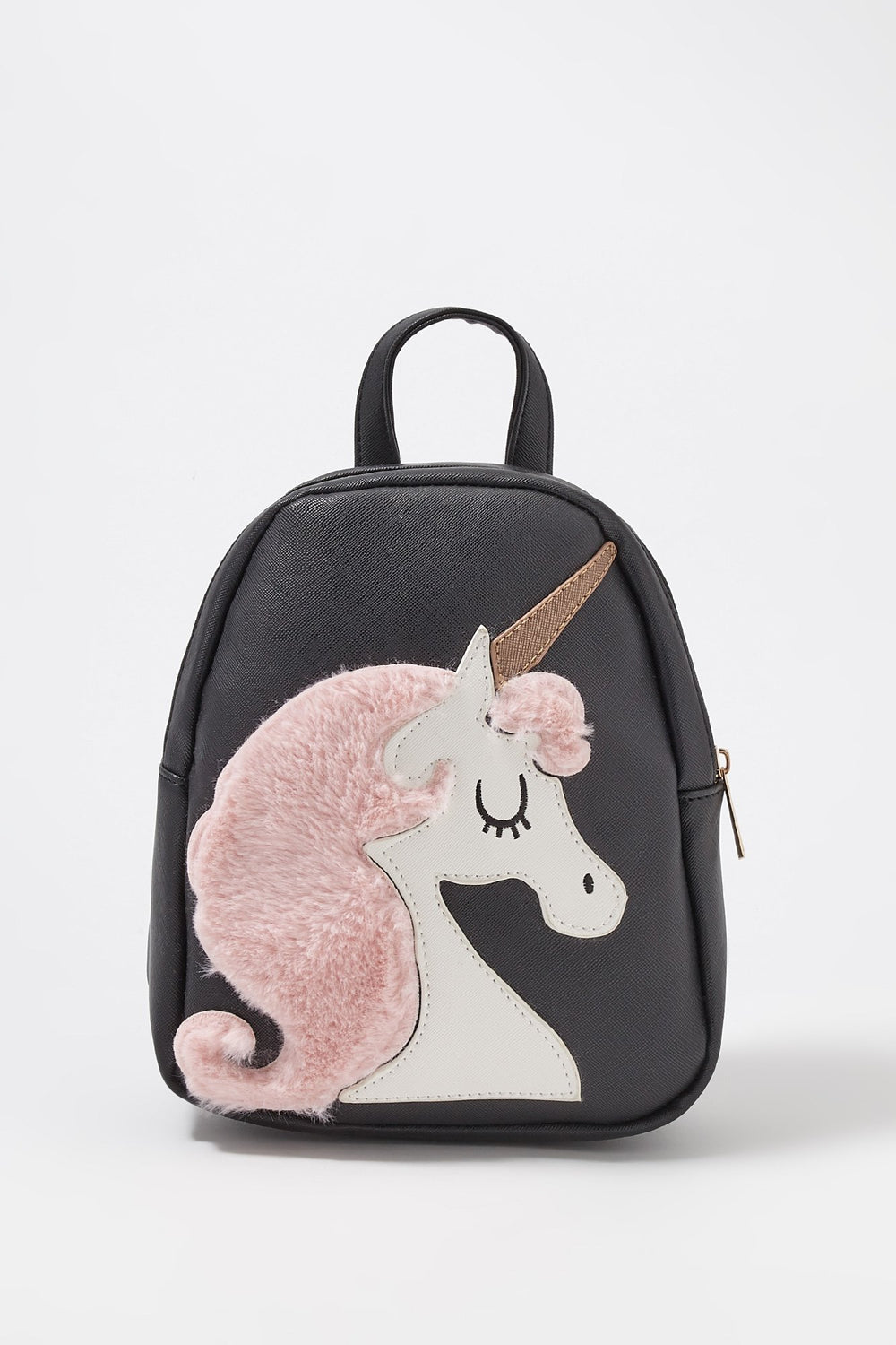 Women Faux-Leather Unicorn Mini Backpack Black
