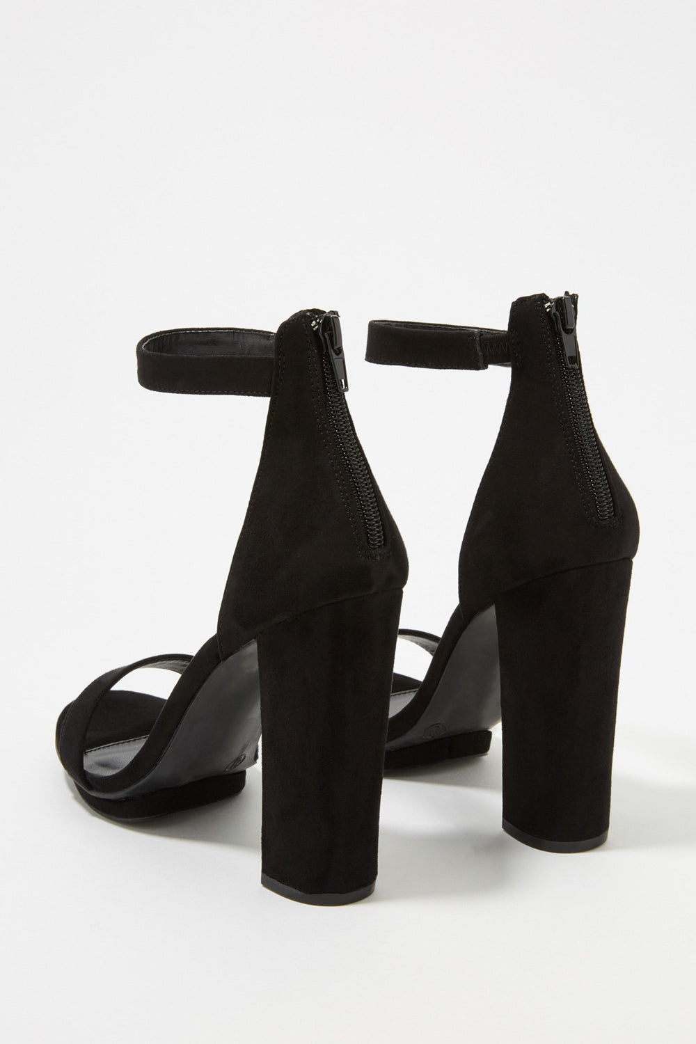 Women Faux-Suede Banded Platform Block Heel Black