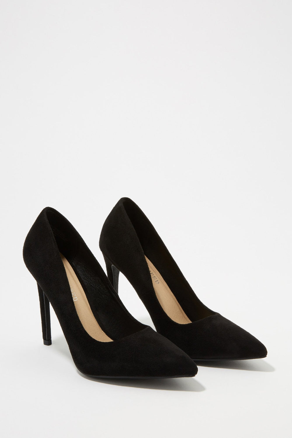 Women Faux-Suede Pointed Stiletto Heel Black