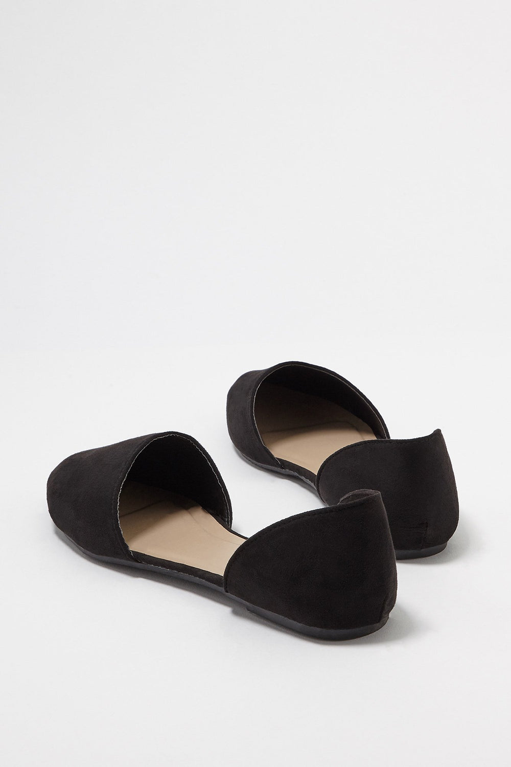 Women Faux-Suede Pointed Toe Slip-On Ballet Flat Black