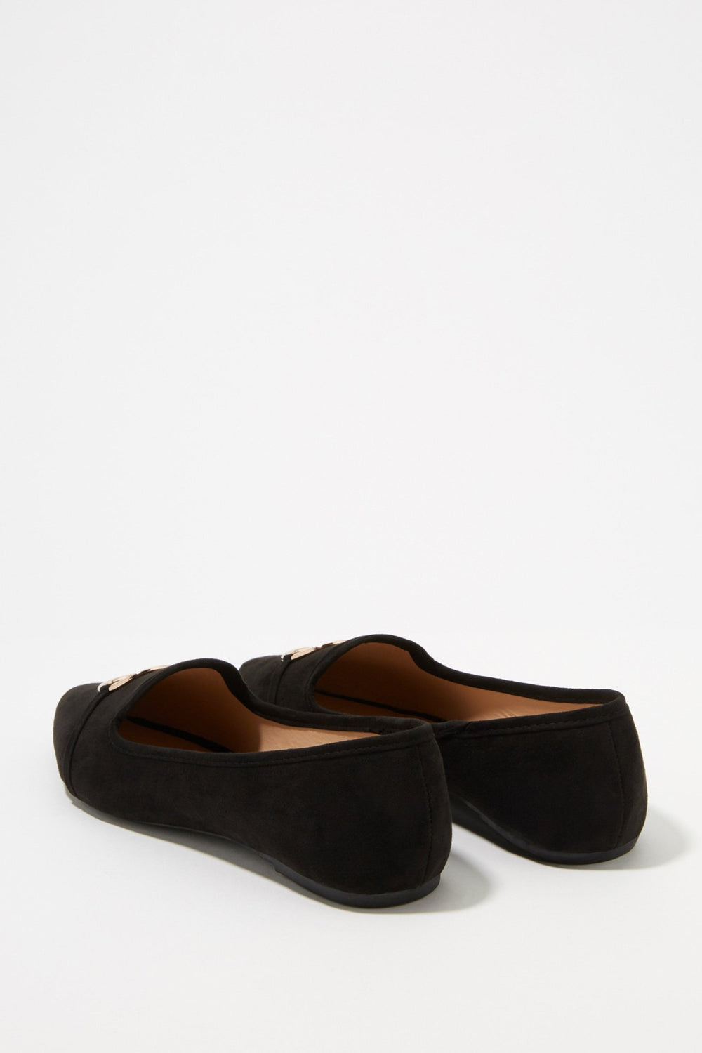 Women Faux-Suede Ring Pendant Slip-On Loafer Black