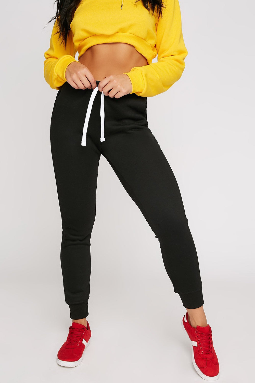 Women Fleece Drawstring Jogger Black
