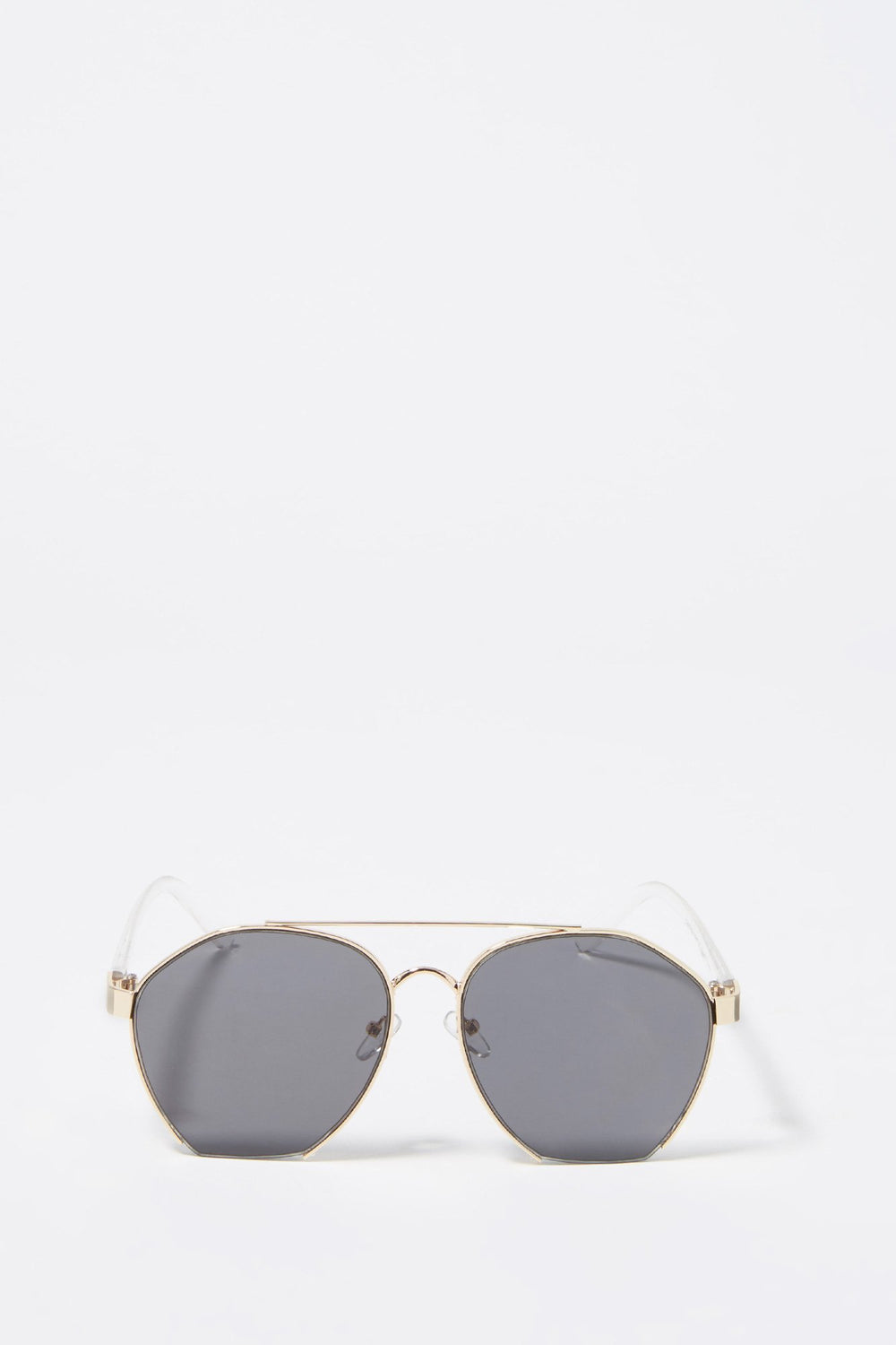 Women Geometric Curved Aviator Sunglasses Black