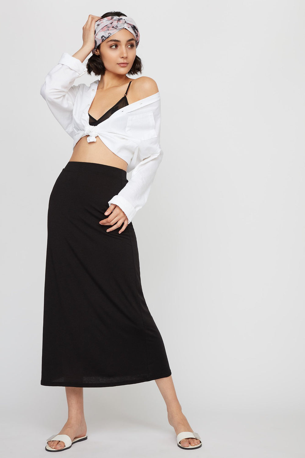 Women High-Rise Pull-On Maxi Skirt Black