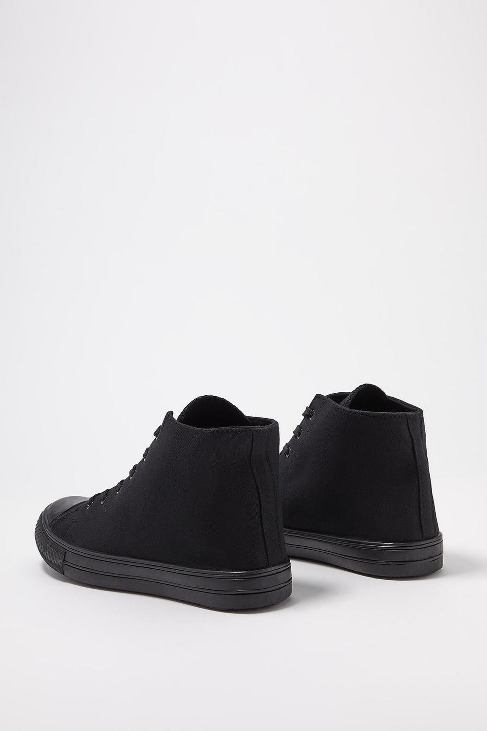 Women High-Top Black Canvas Lace-Up Sneakers Black