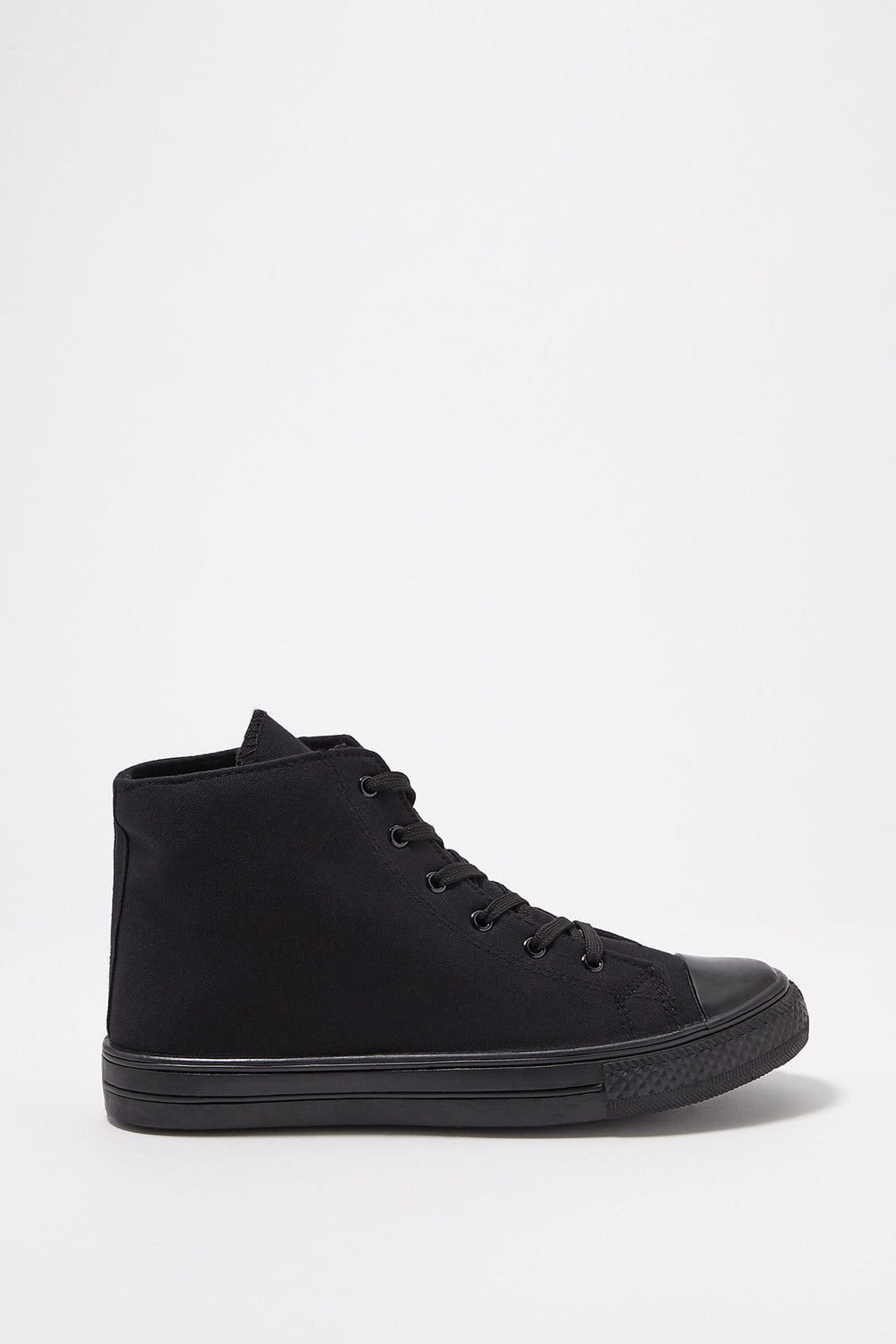 Women High-Top Black Canvas Lace-Up Sneakers Black