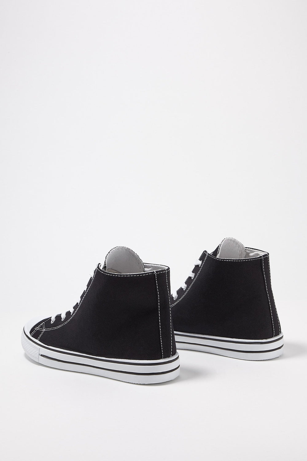 Women High-Top Canvas Lace-Up Sneakers Black