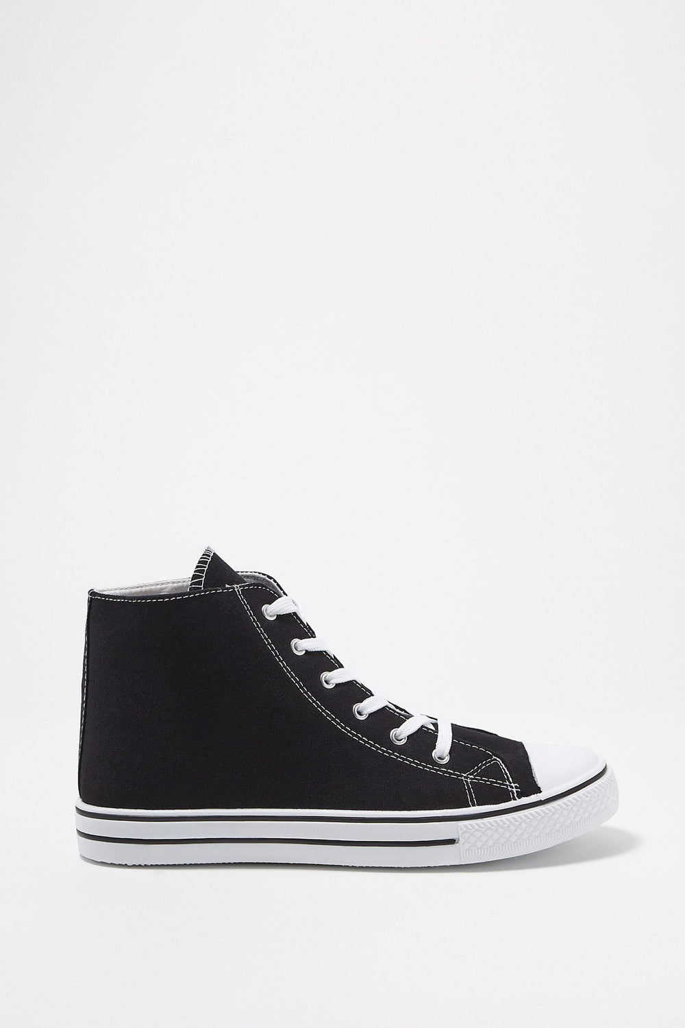 Women High-Top Canvas Lace-Up Sneakers Black