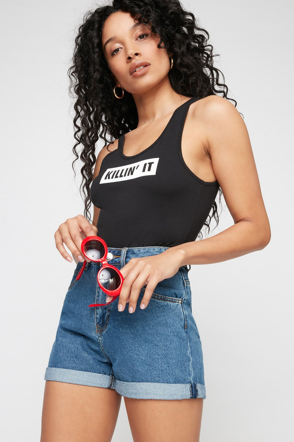 Women Killin' It Graphic Bodysuit Black
