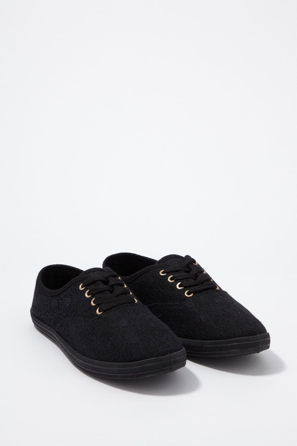 Women Lace Floral Lace-Up Sneaker Black