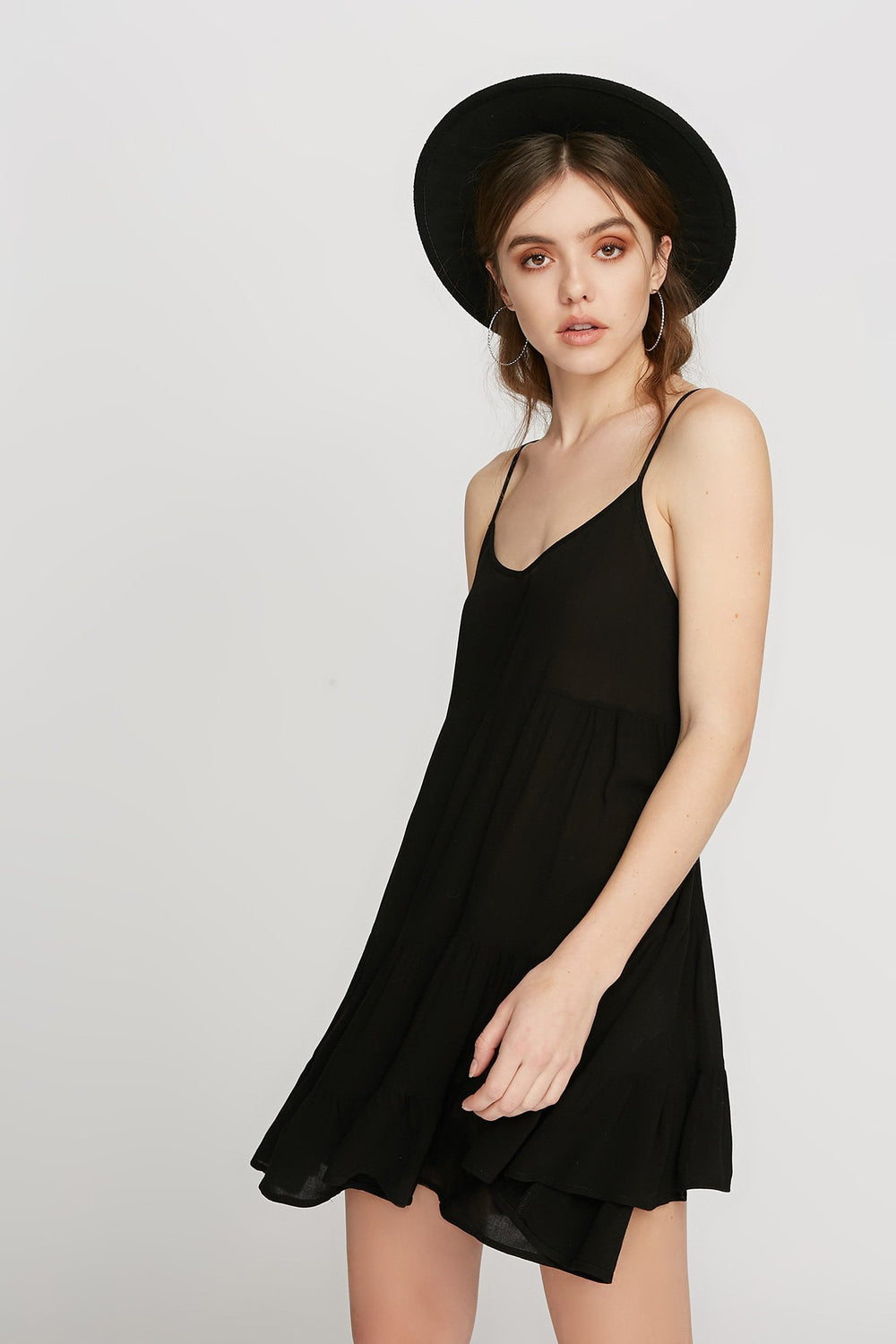 Women Lace-Up Back Peplum Mini Dress Black