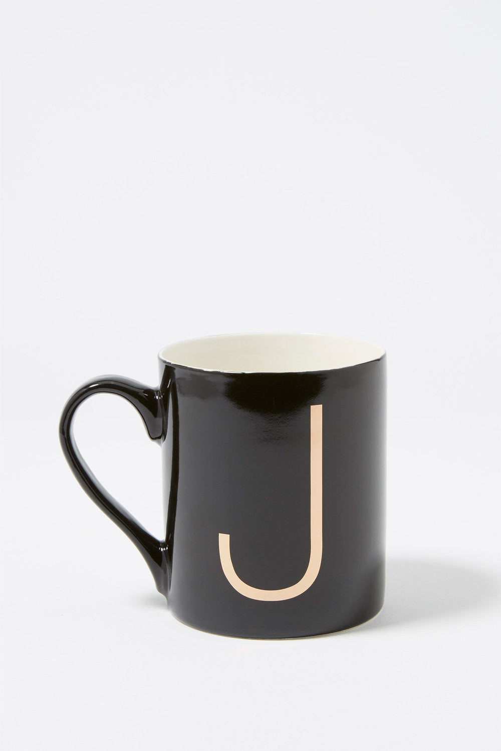Women Letter J Graphic Mug Black