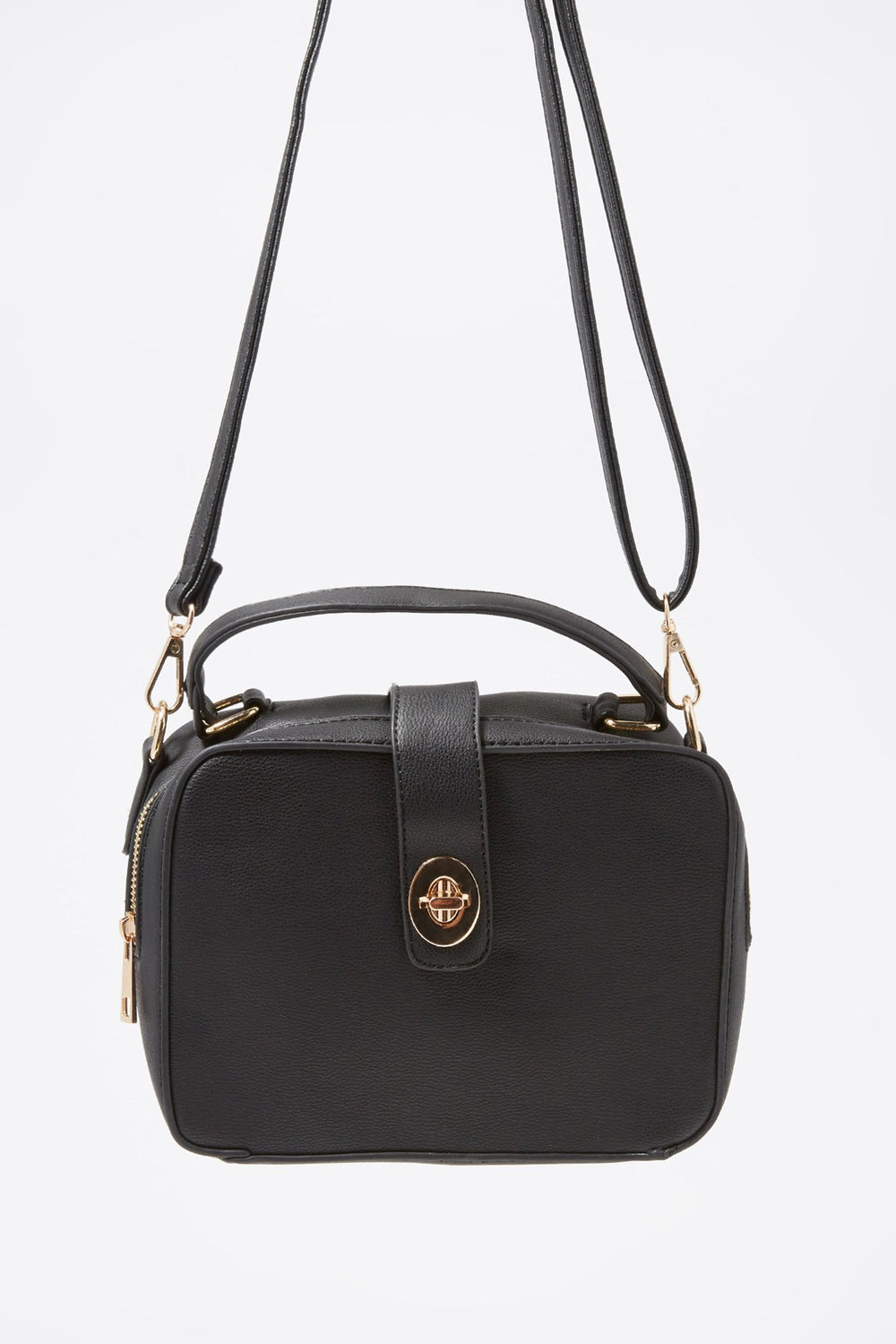 Women Lock Buckle Crossbody Bag Black