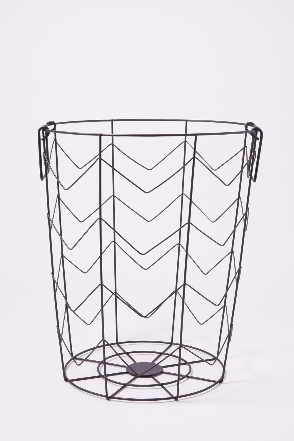 Women Metal Wire Trash Bin Black