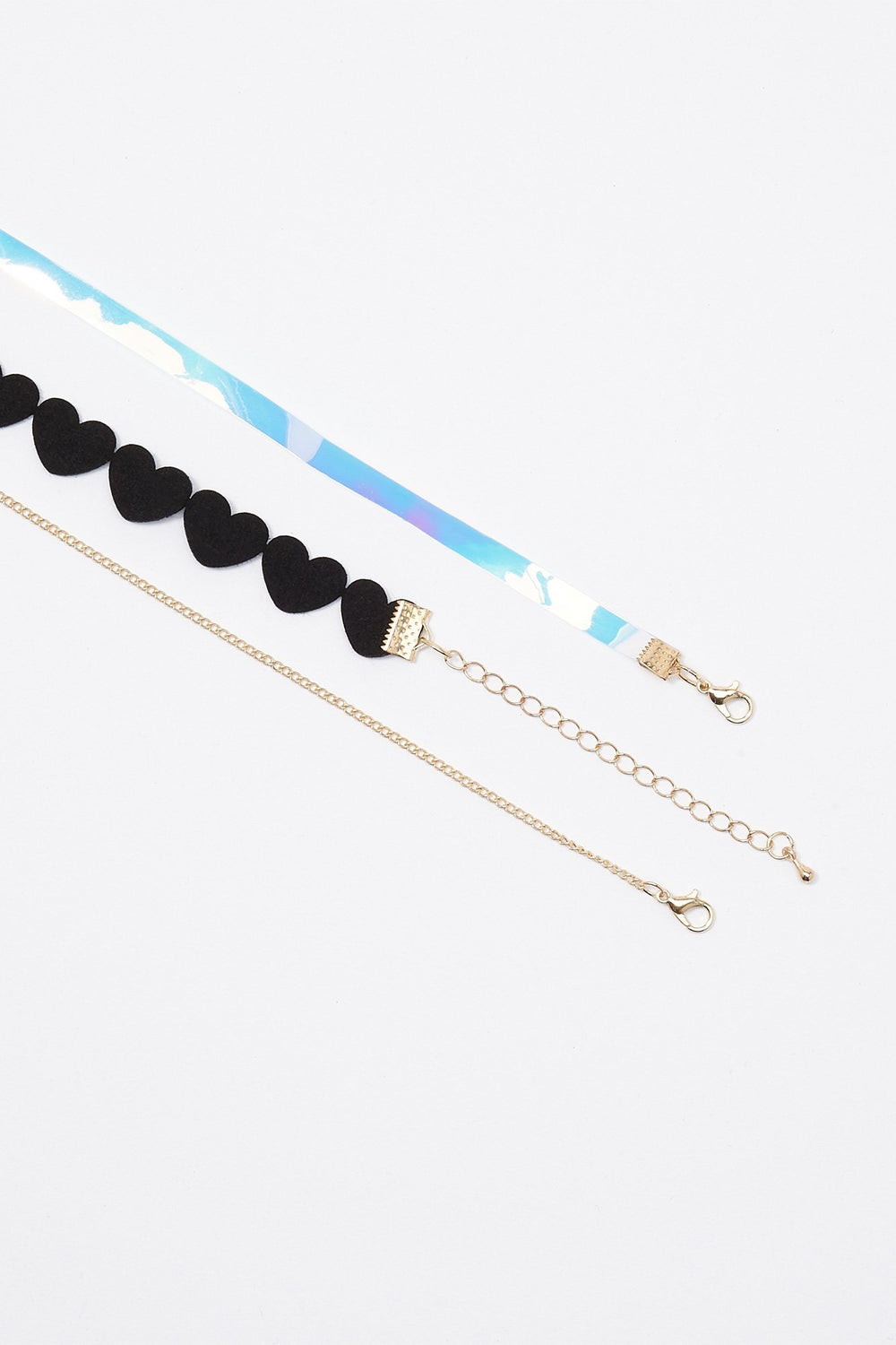 Women Metallic Cat Ear Headband Earrings & Necklace Set Black
