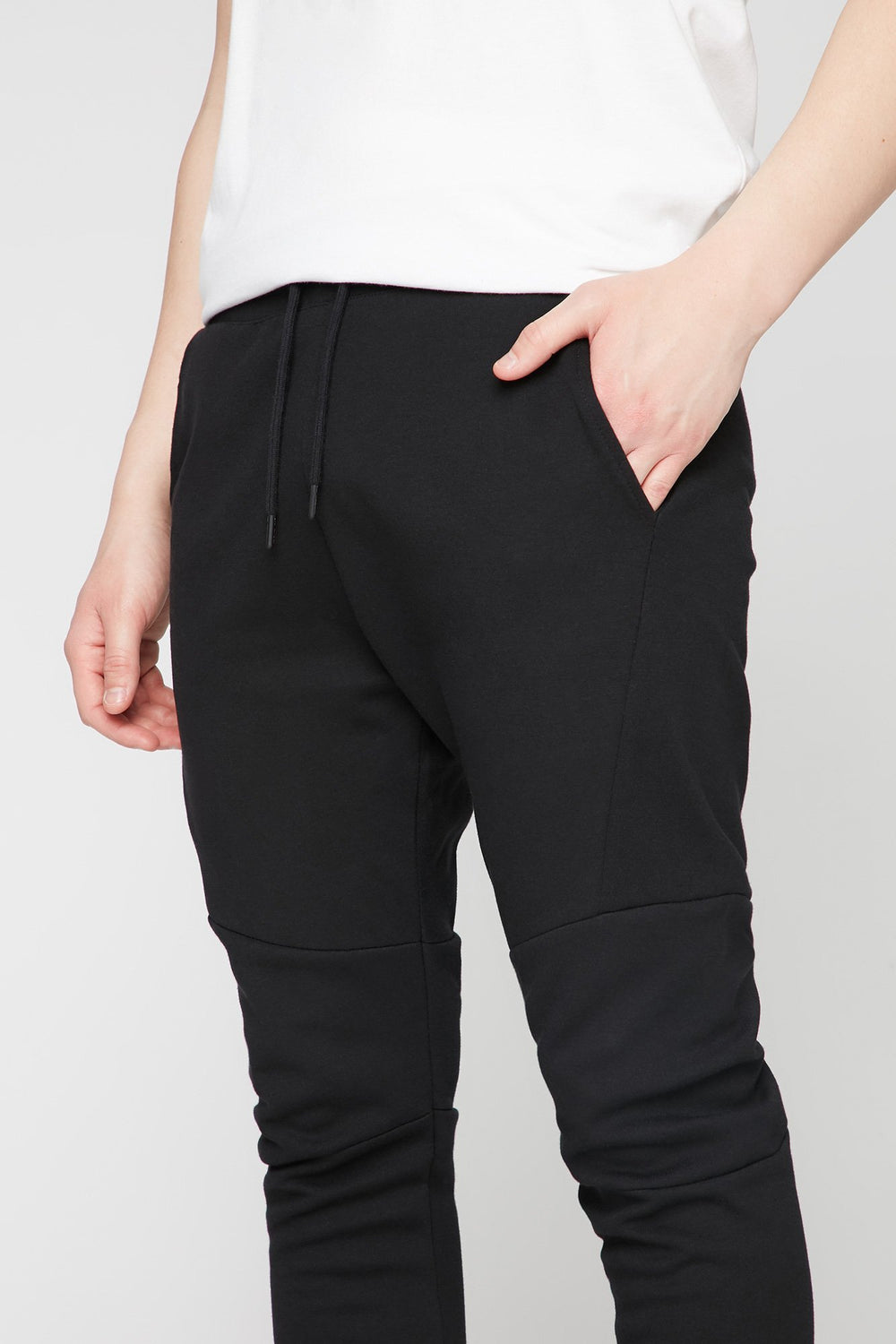 Men Moto Fleece Drawstring Jogger Black