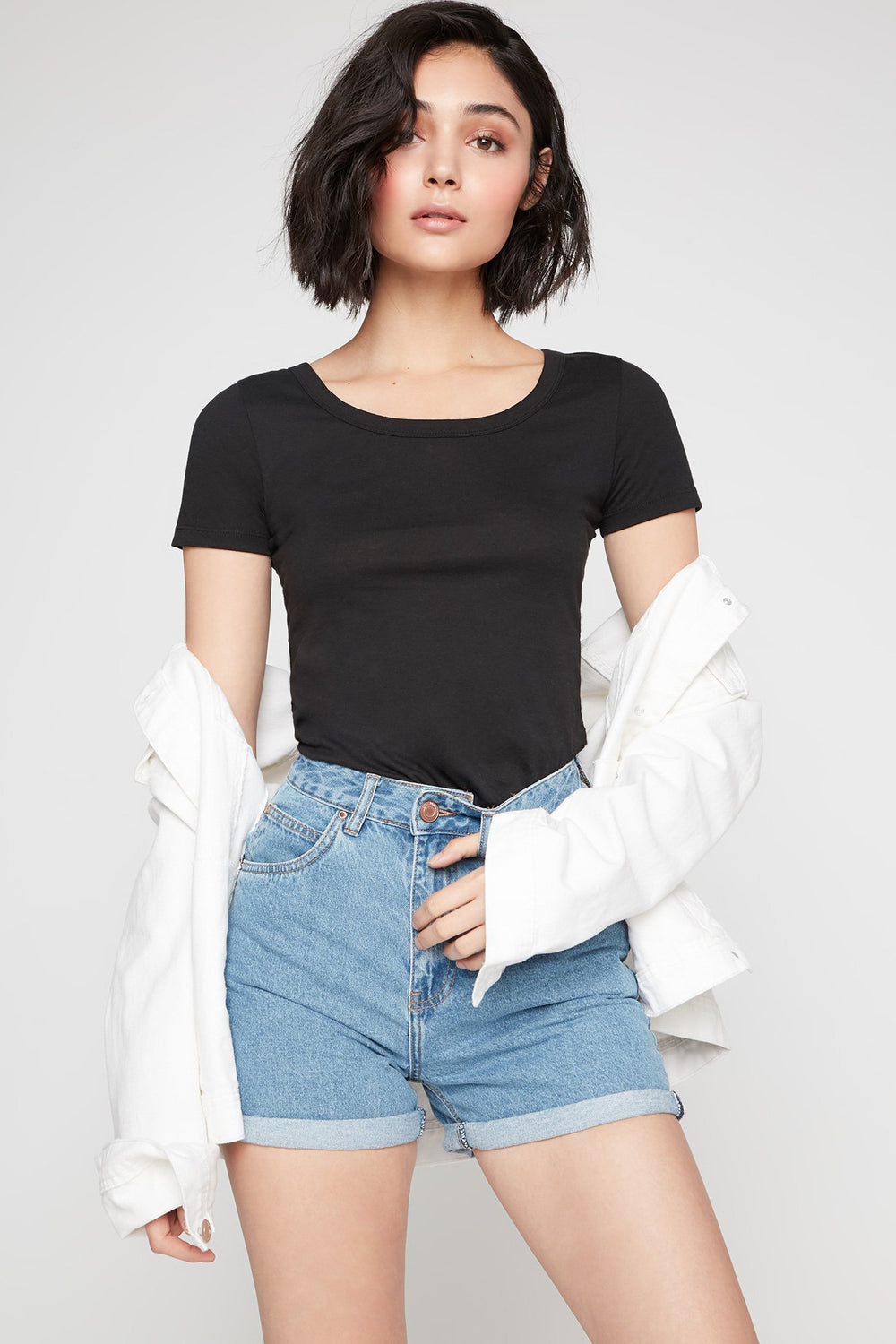 Women Open-Back Caged Lightweight T-Shirt Black