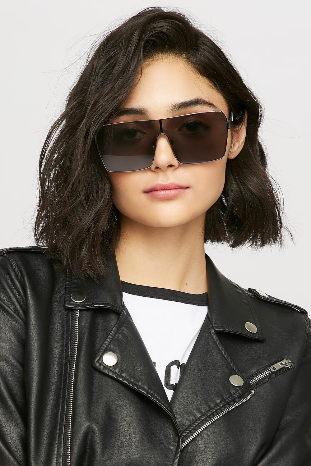 women Oversized Shield Sunglasses Black