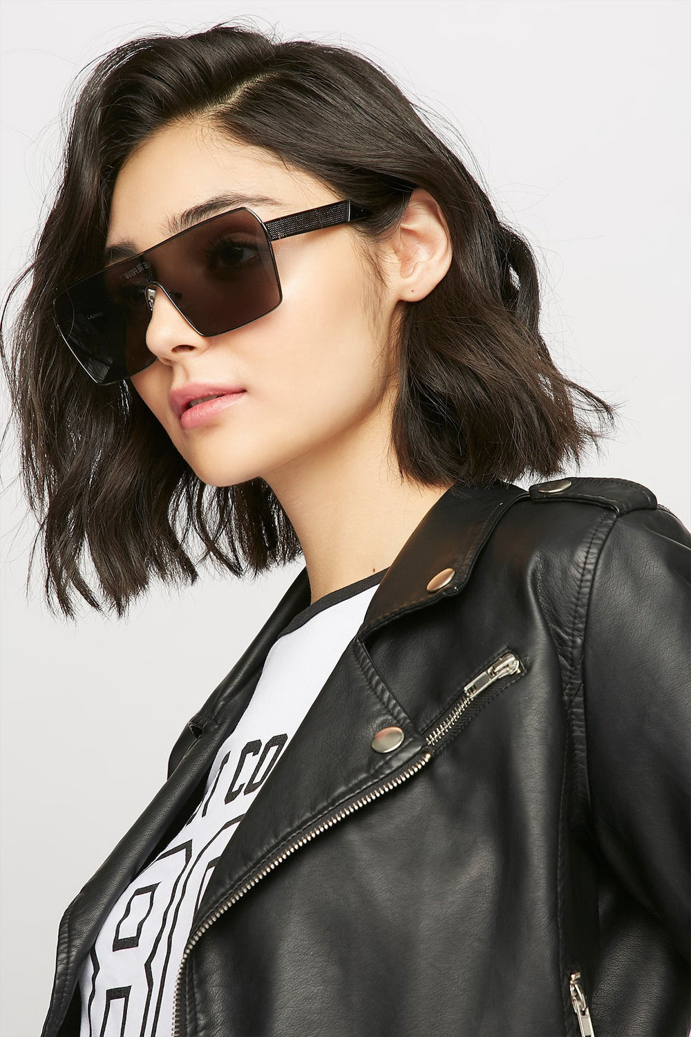 women Oversized Shield Sunglasses Black