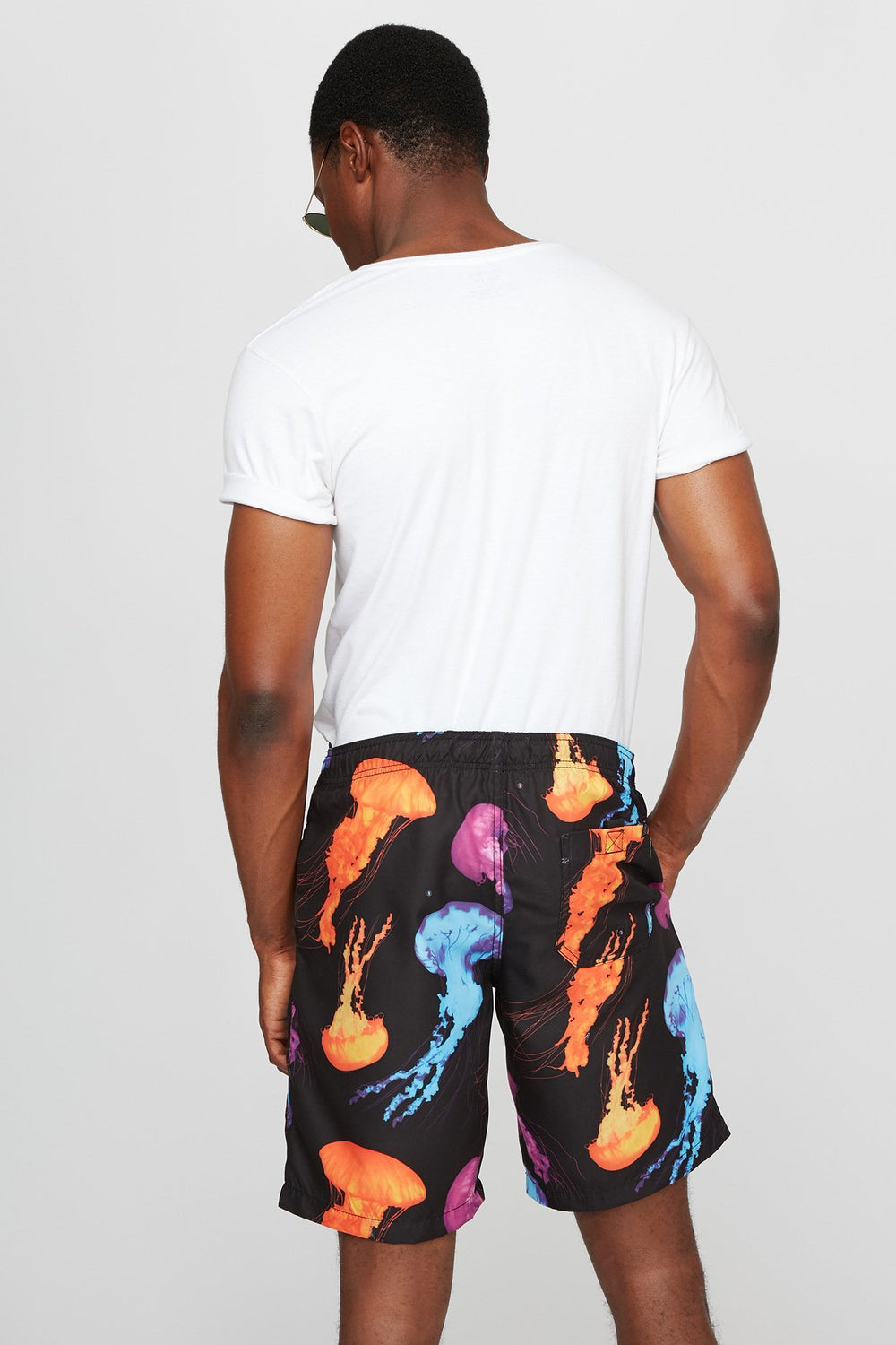 Men Printed Drawstring Slim Hybrid Short Black